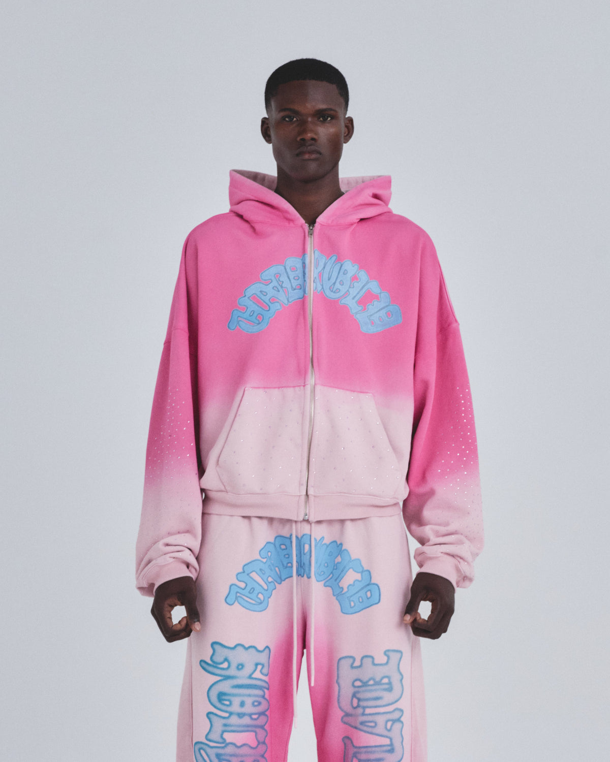 Holy State UNDRGLD Zip Up Boxy Fit Hoodie Faded Pink