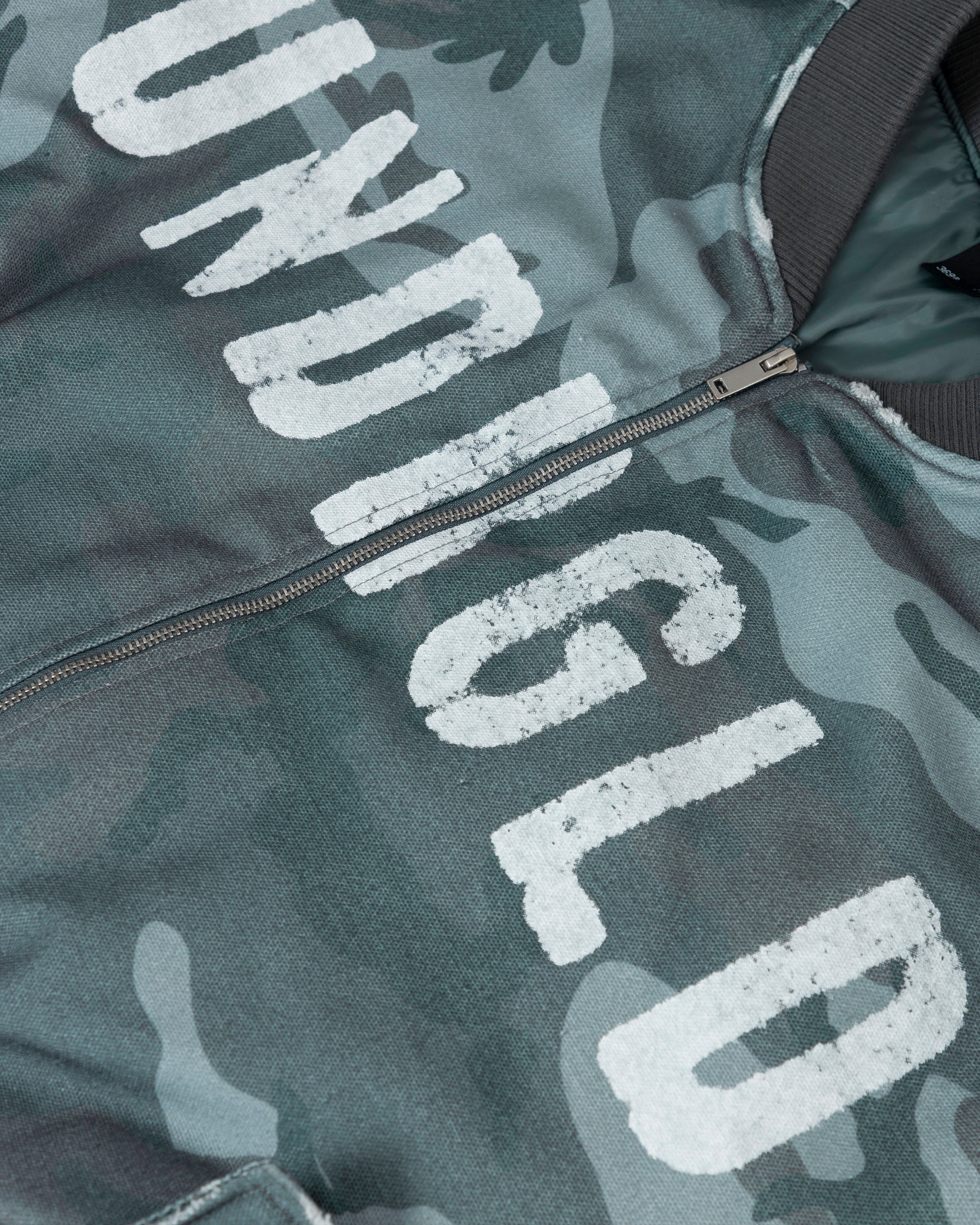 Holy State Worn Logo Bomber Jacket Gray Camo
