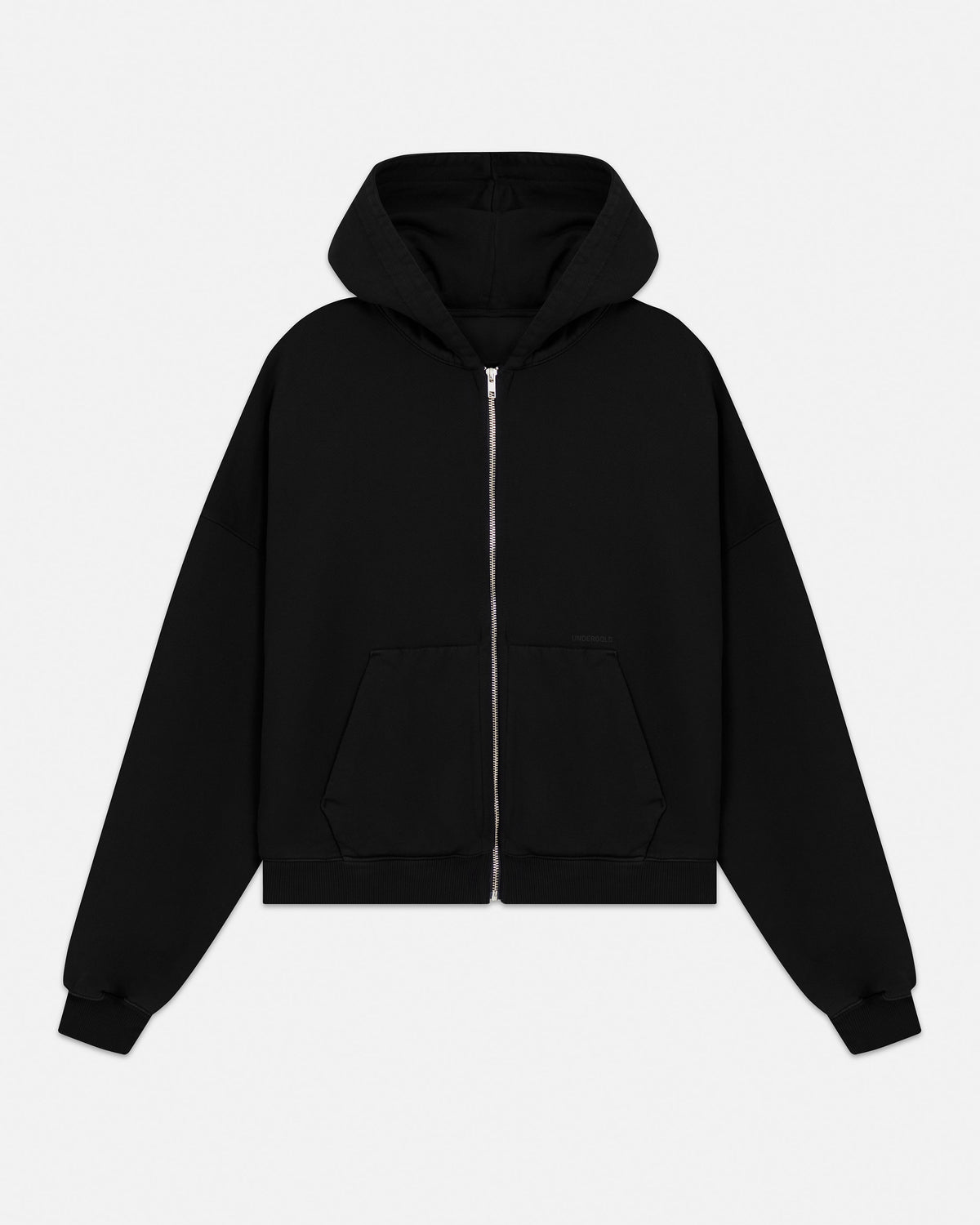 Line Basic Boxy Fit Zip Up Hoodie Black