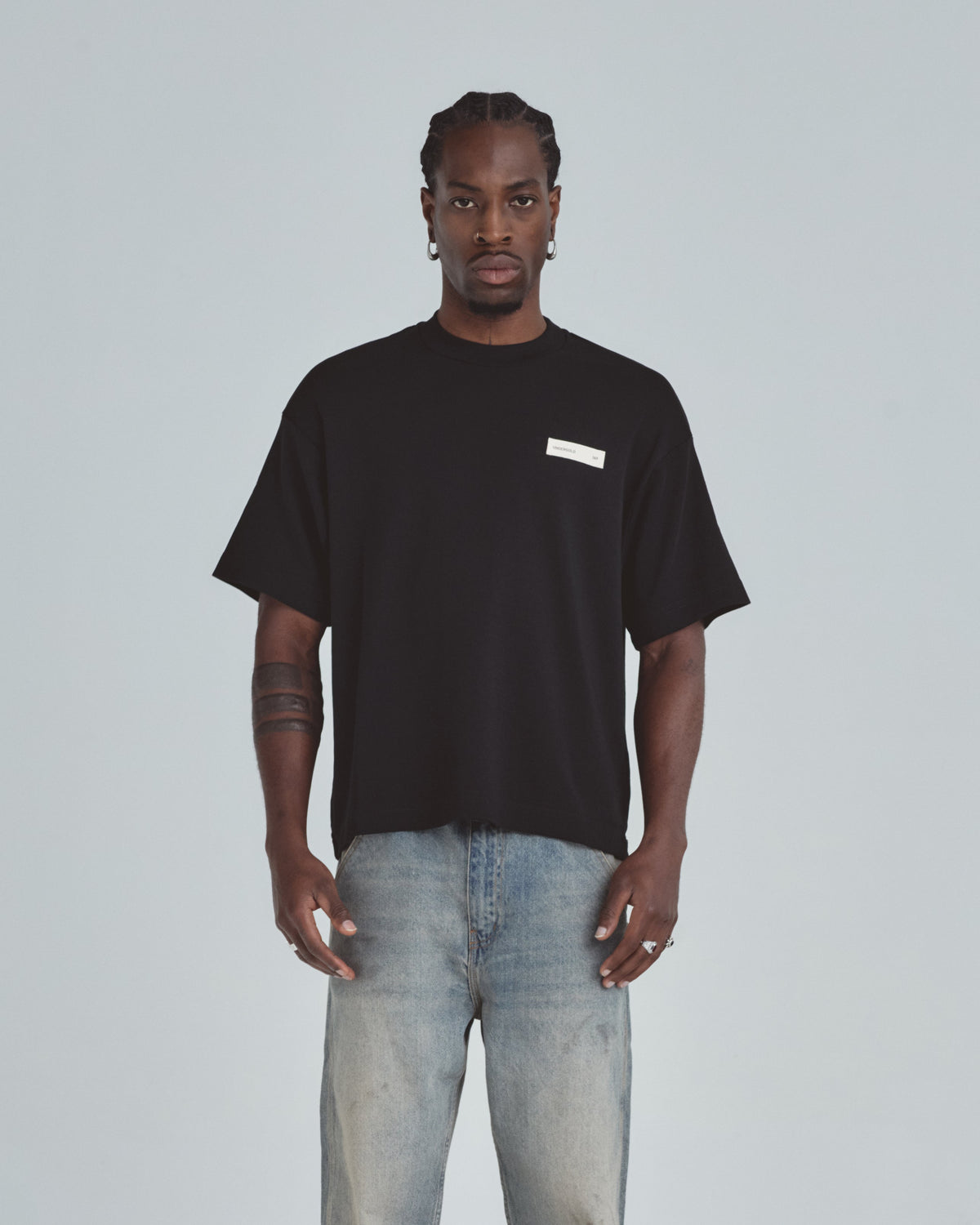 Line Basic Label Boxy Fit Tshirt Black