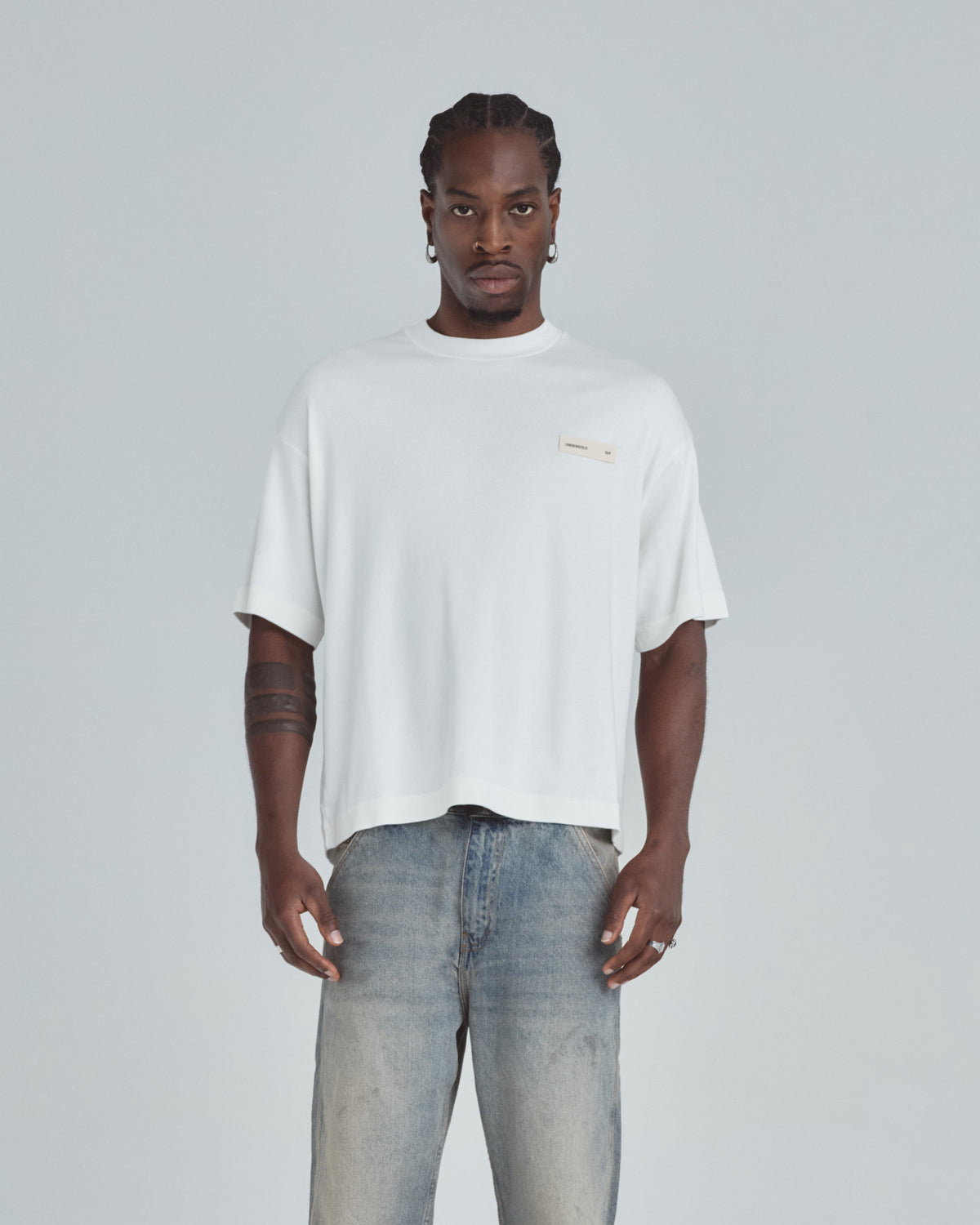 Line Basic Label Boxy Fit Tshirt White