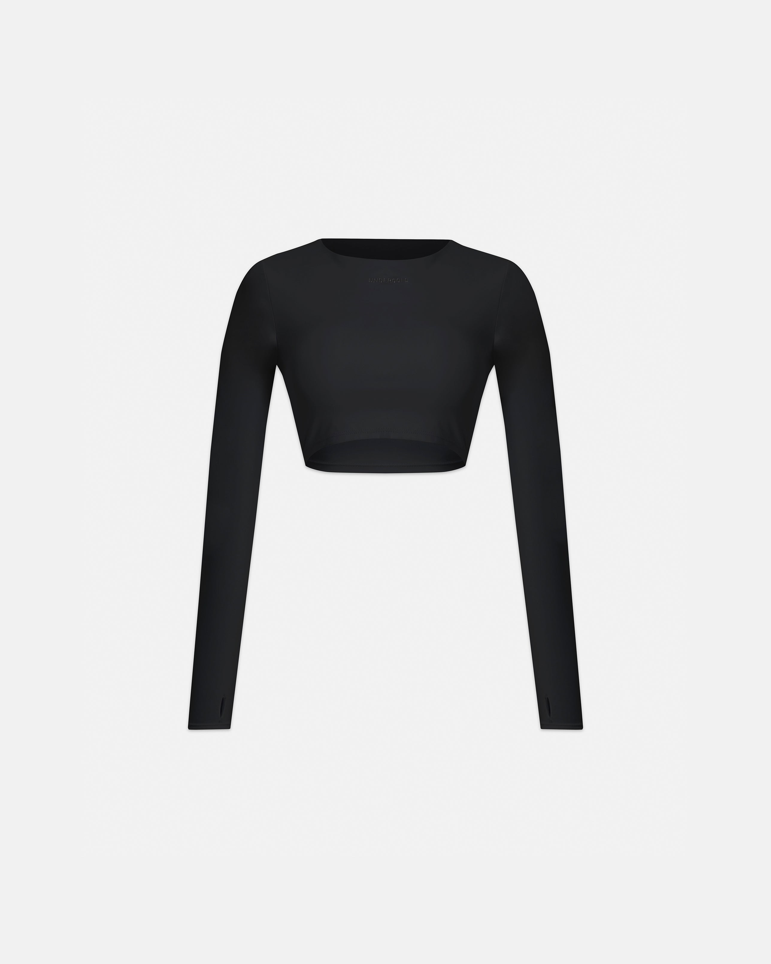 Line Basic Long Sleeve Cropped Tshirt Black