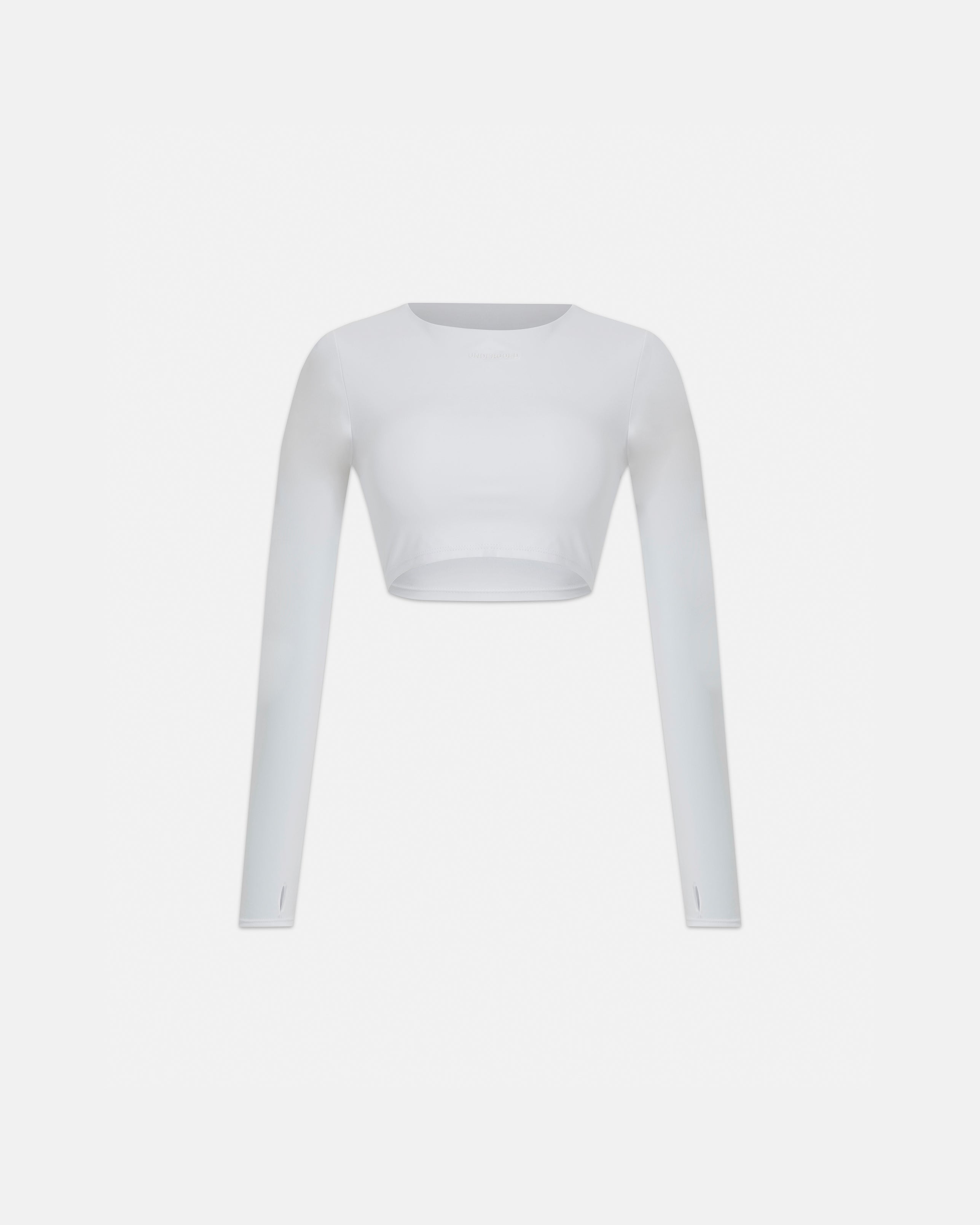 W Line Basic Long Sleeve Cropped Tshirt White