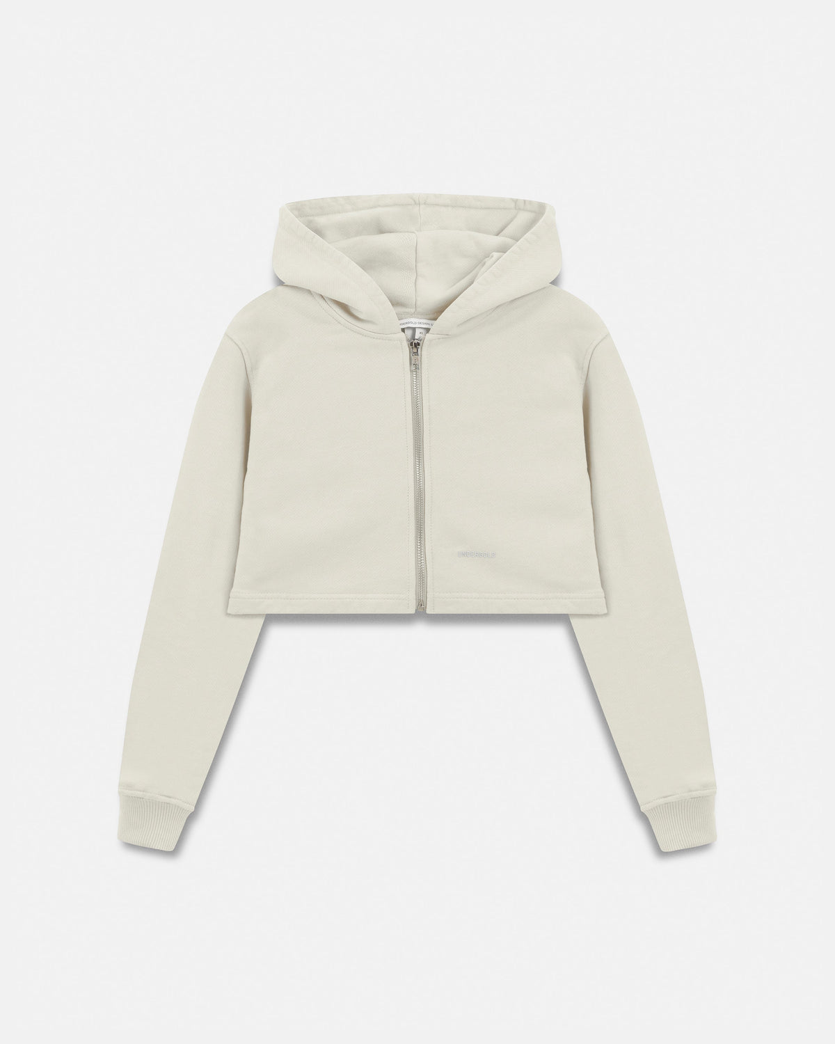Line Basic Slim Fit Zip Up Cropped Hoodie White