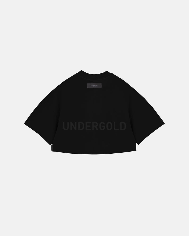 Line Logo Crop Top Black