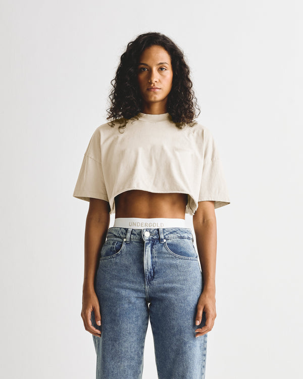 Line Logo Crop Top Cream