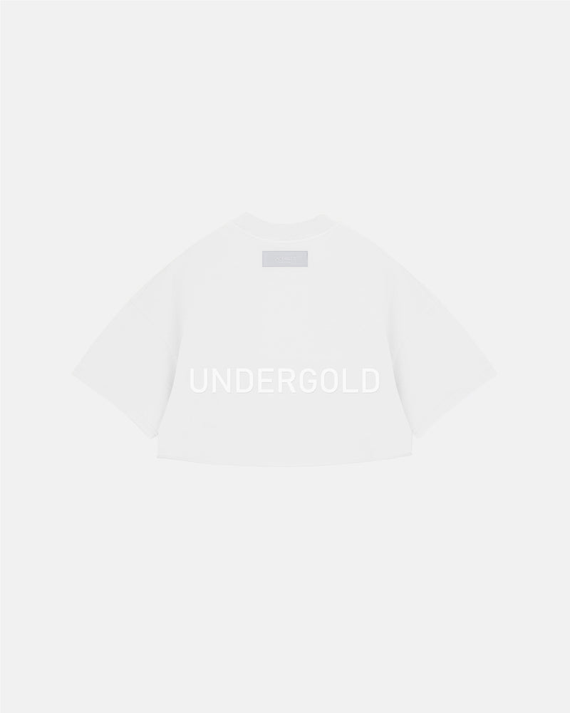 Line Logo Crop Top White