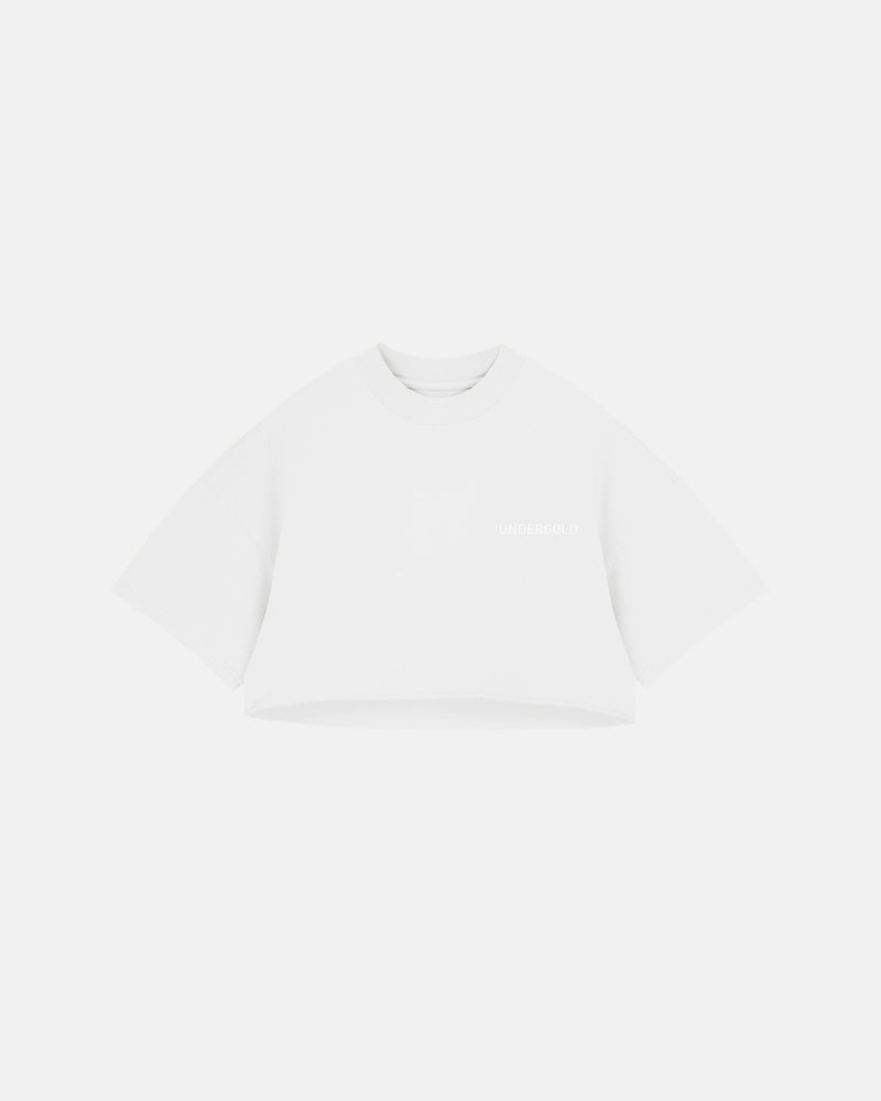 Line Logo Crop Top White