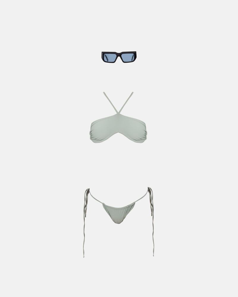 Pack Basics Swimwear Strapless Top & Panty Mint Green + UG Sunglasses Black/Blue