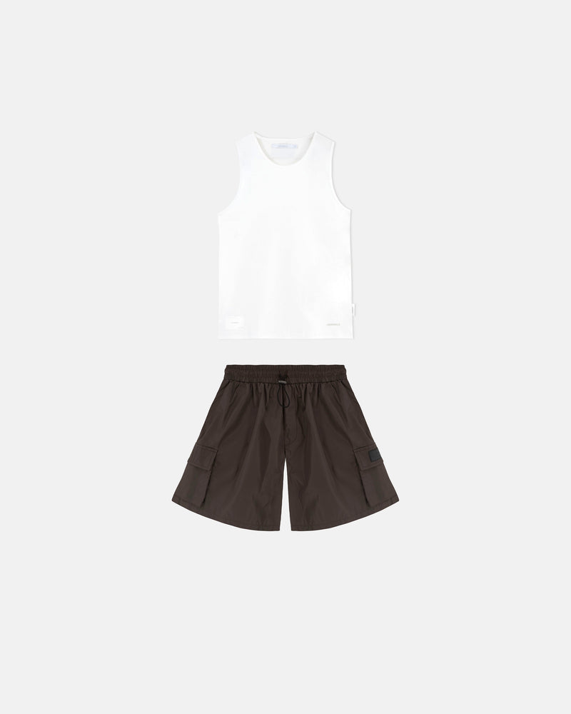 Pack Basics Tank Top V3 White & Basics Synthetic Cargo Short Brown