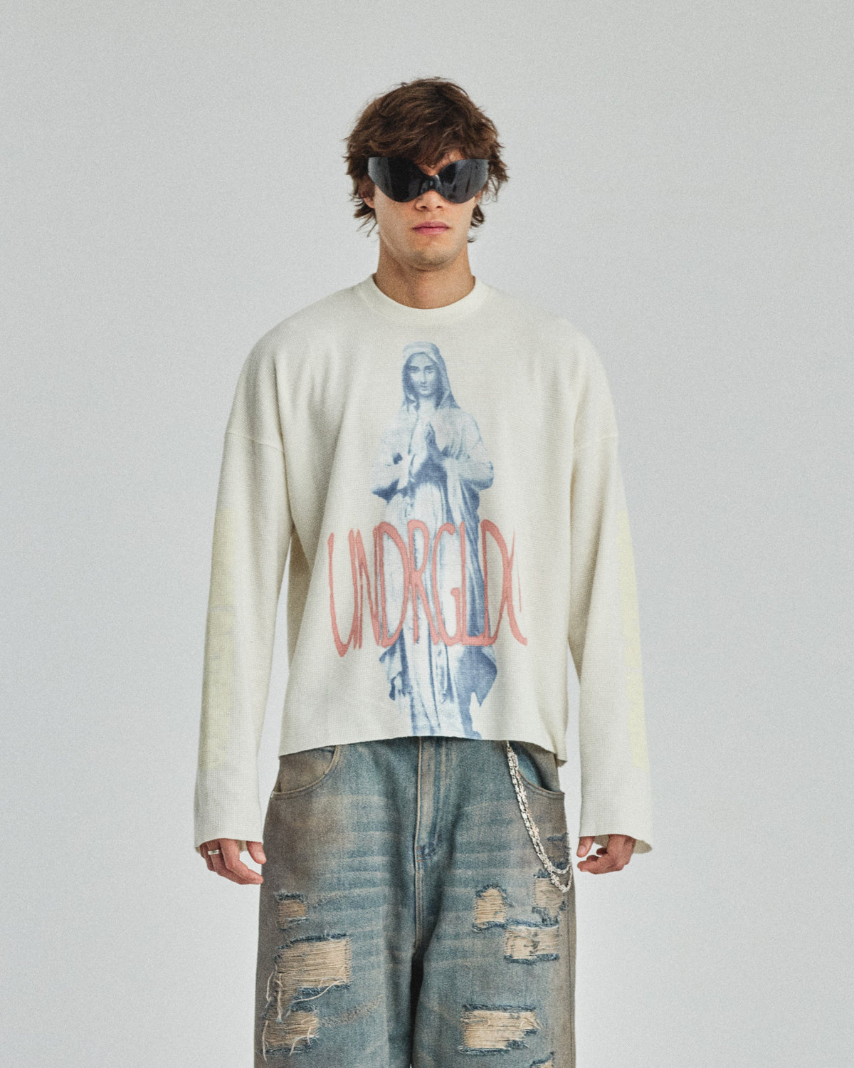 Pilgrimage Miraculous Long Sleeve Boxy Fit Tshirt White