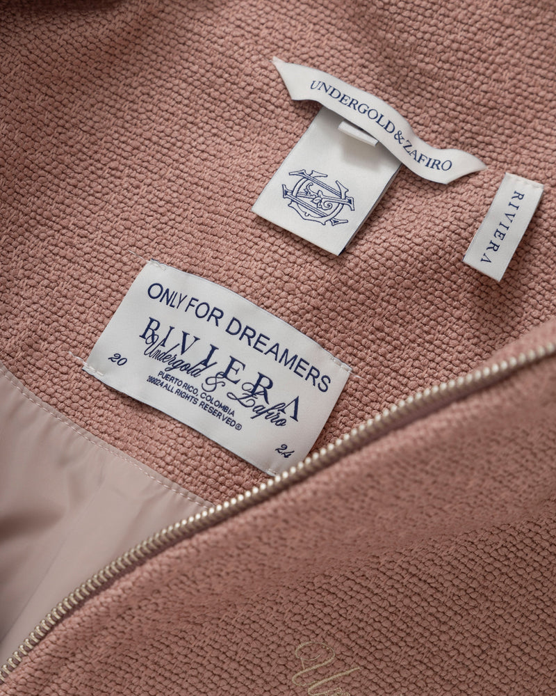 Riviera Embroidered Zip-Up Jacket Salmon