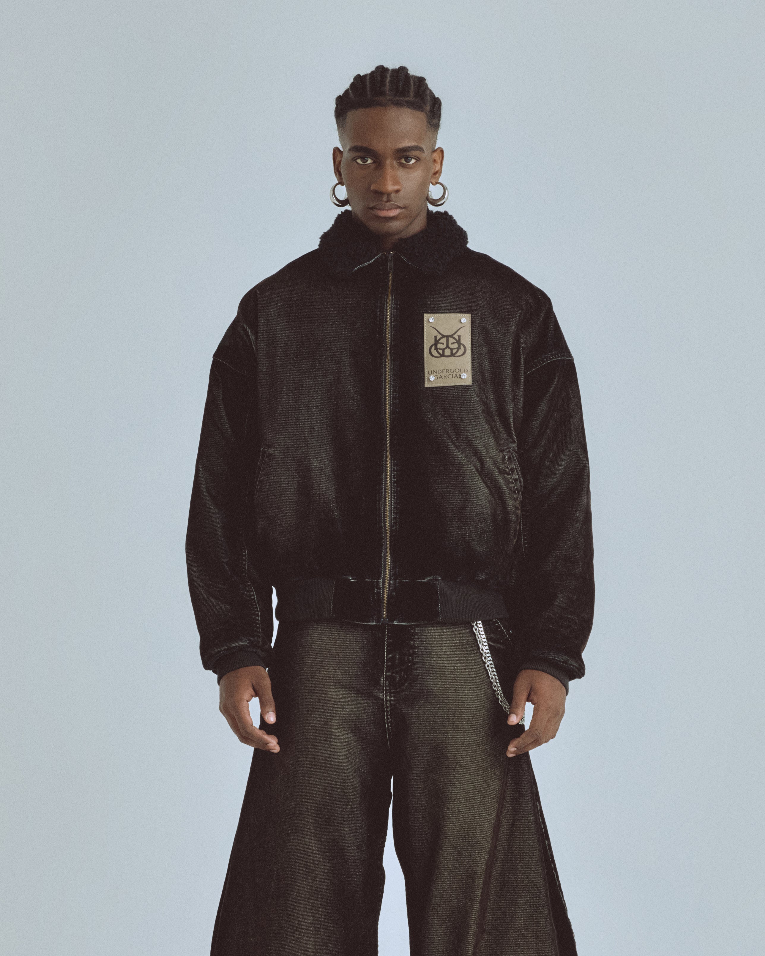 Santa Union Bomber Velvet Jacket Black