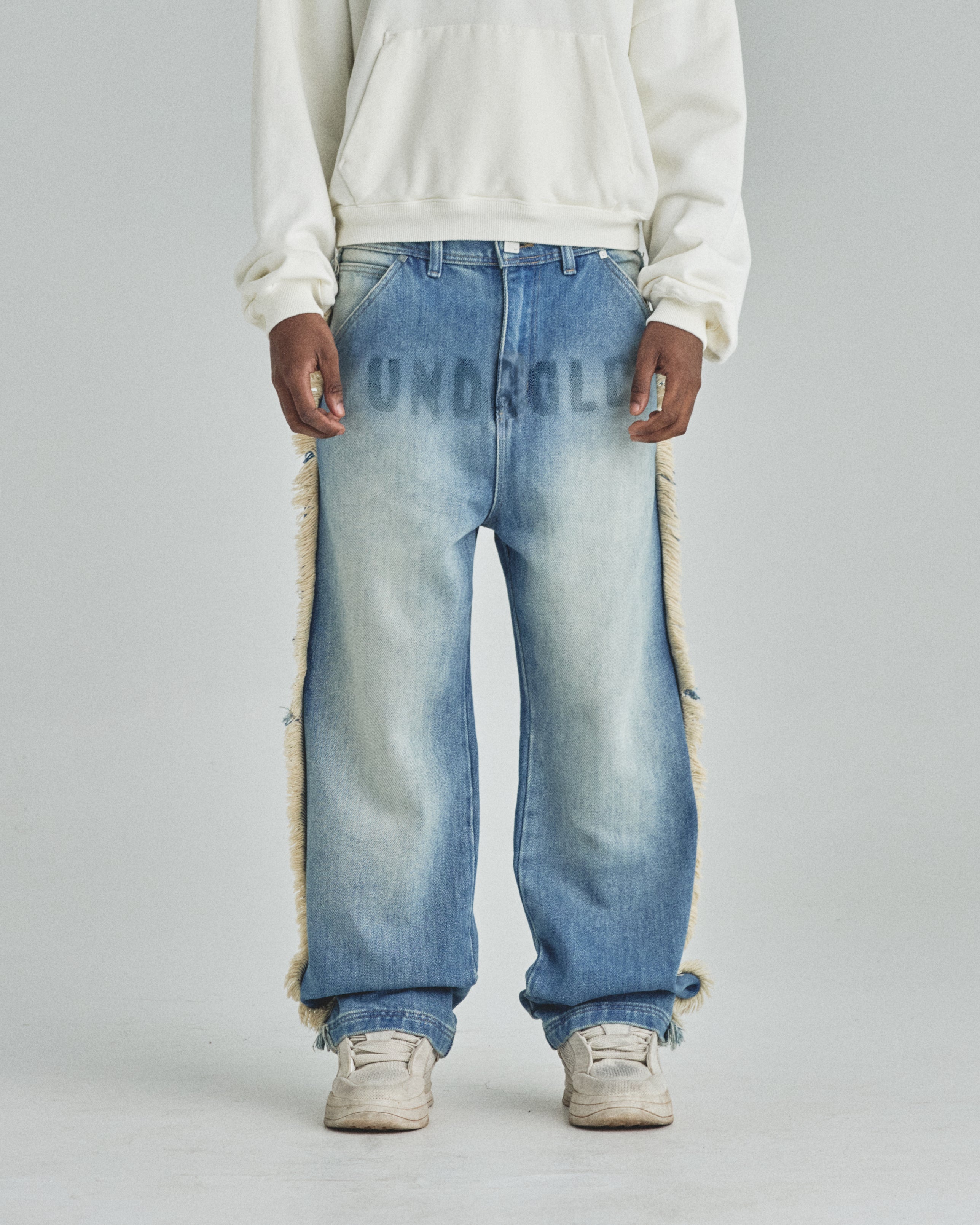 Spring UNDRGLD Frayed Wide Jeans Blue