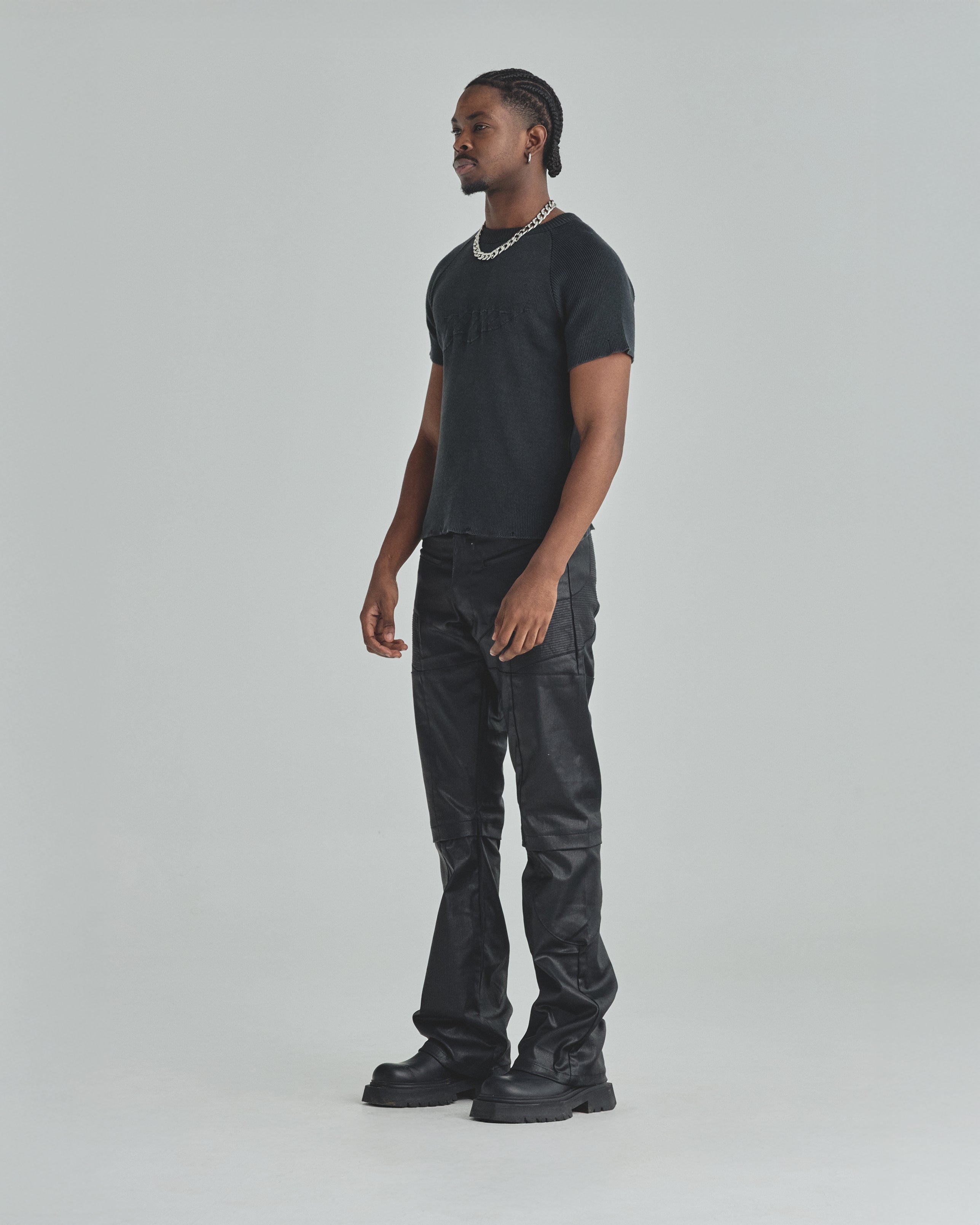 Spring Unity Destroyed Knitted Baby Tee Vintage Black