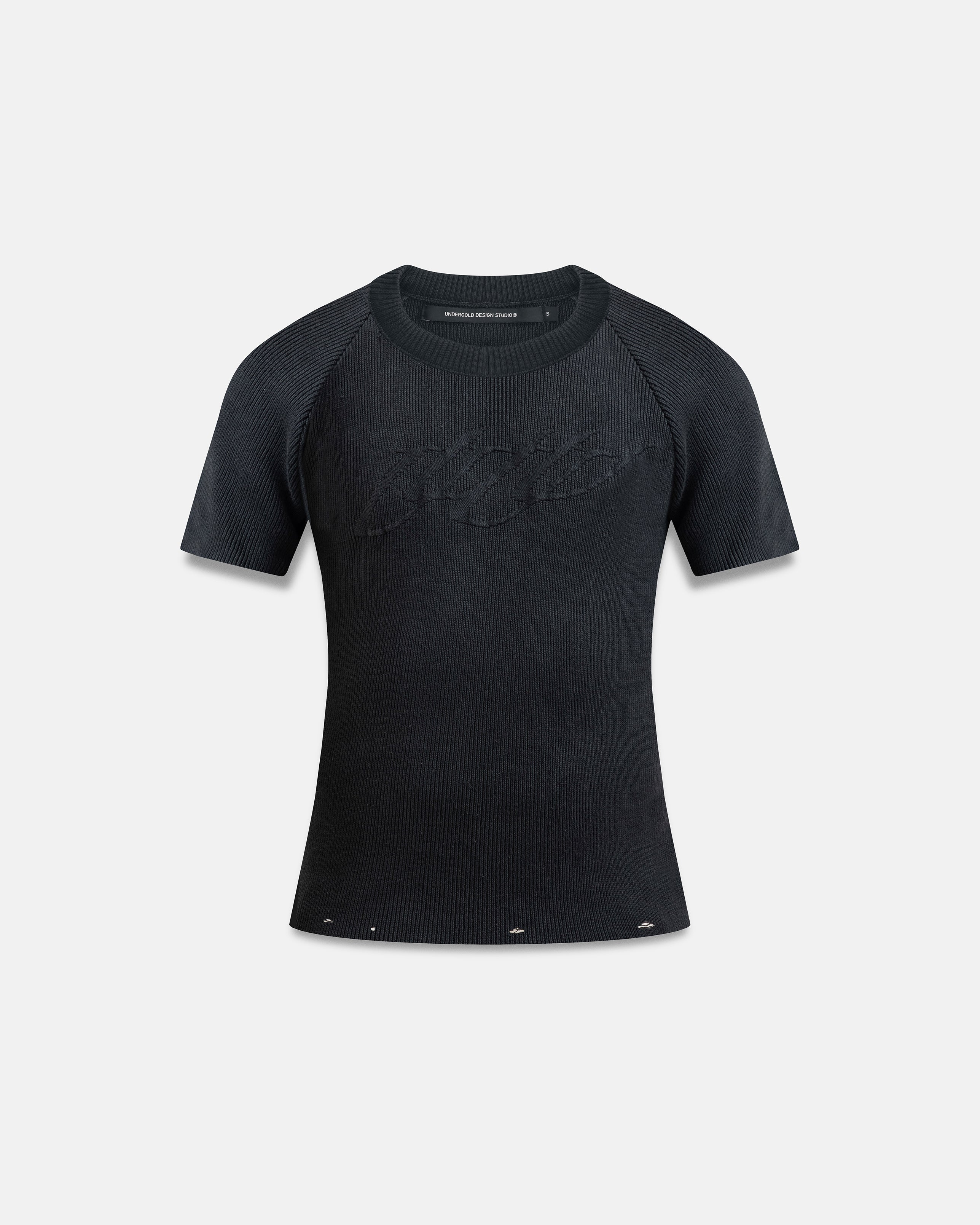 Spring Unity Destroyed Knitted Baby Tee Vintage Black