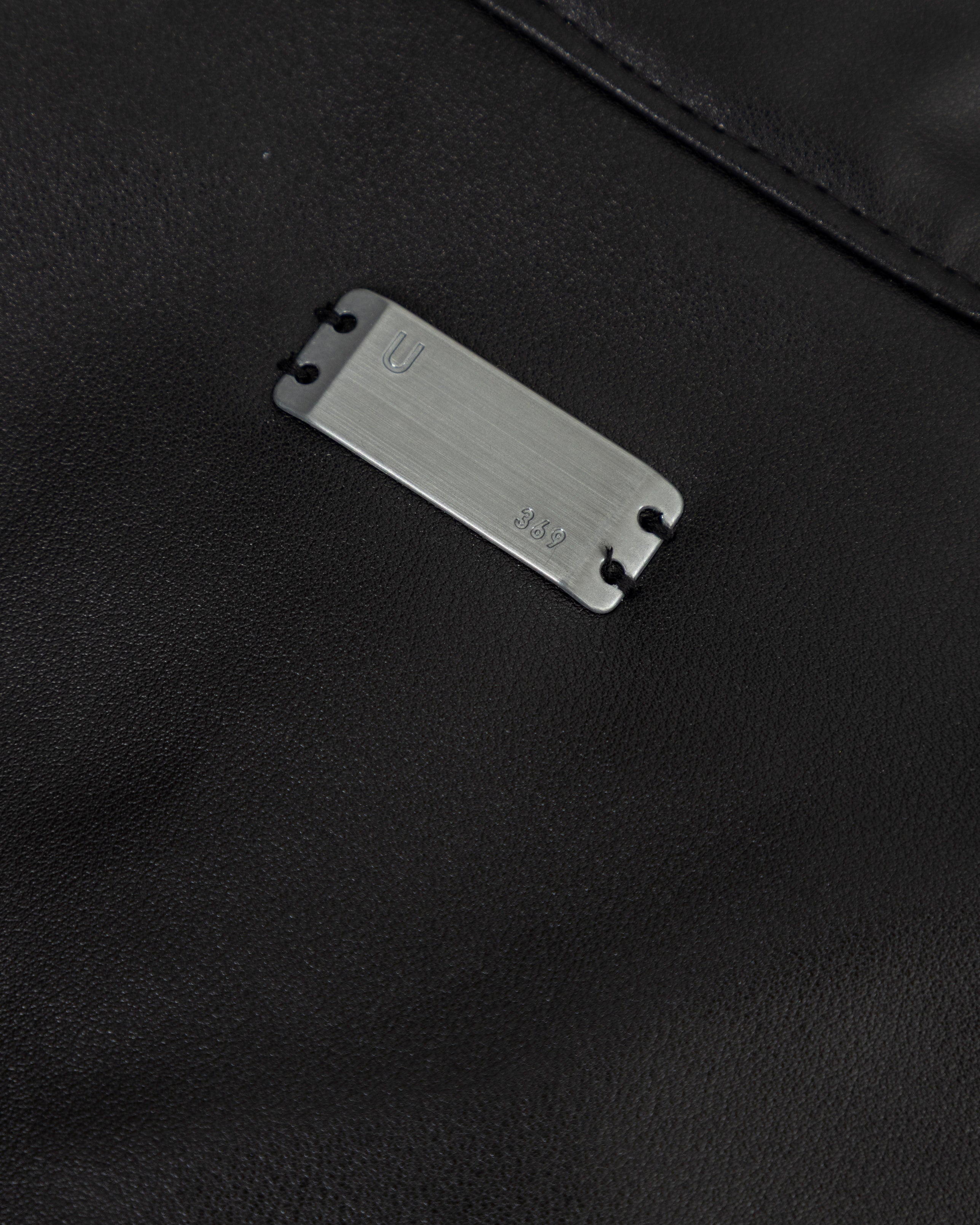 Spring Worn Logo Biker Jacket Black