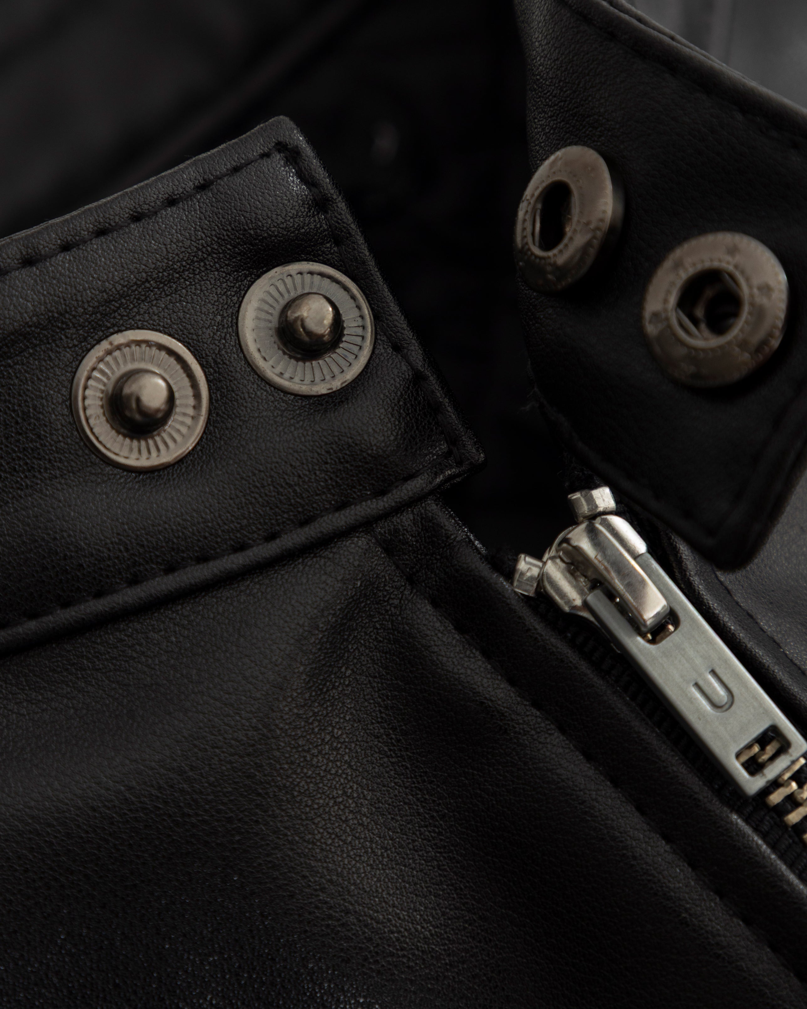 Spring Worn Logo Biker Jacket Black