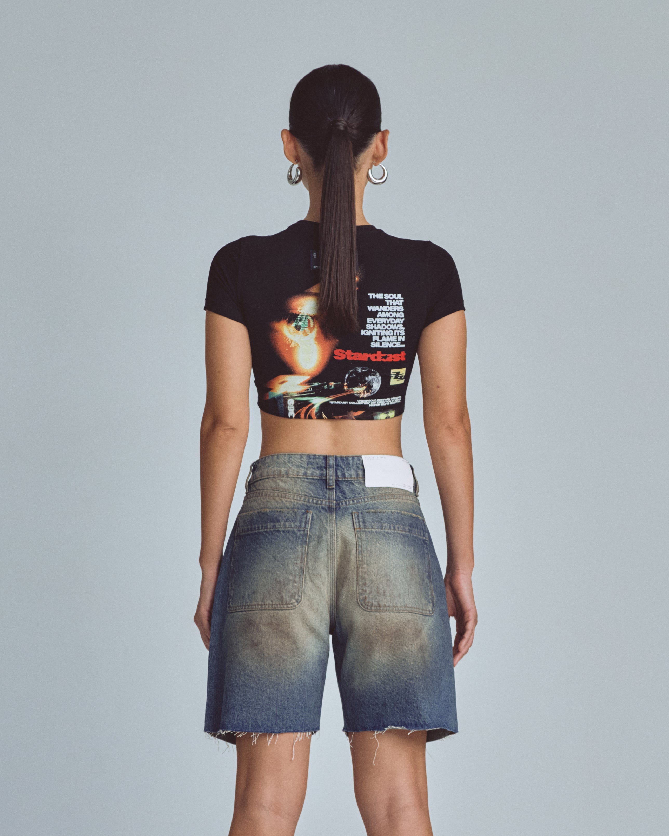 Stardust Night Drive Baby Tee Black