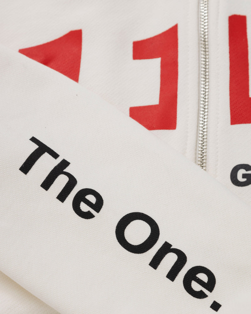 The One 111 Slim Fit Zip Up Cropped Hoodie White