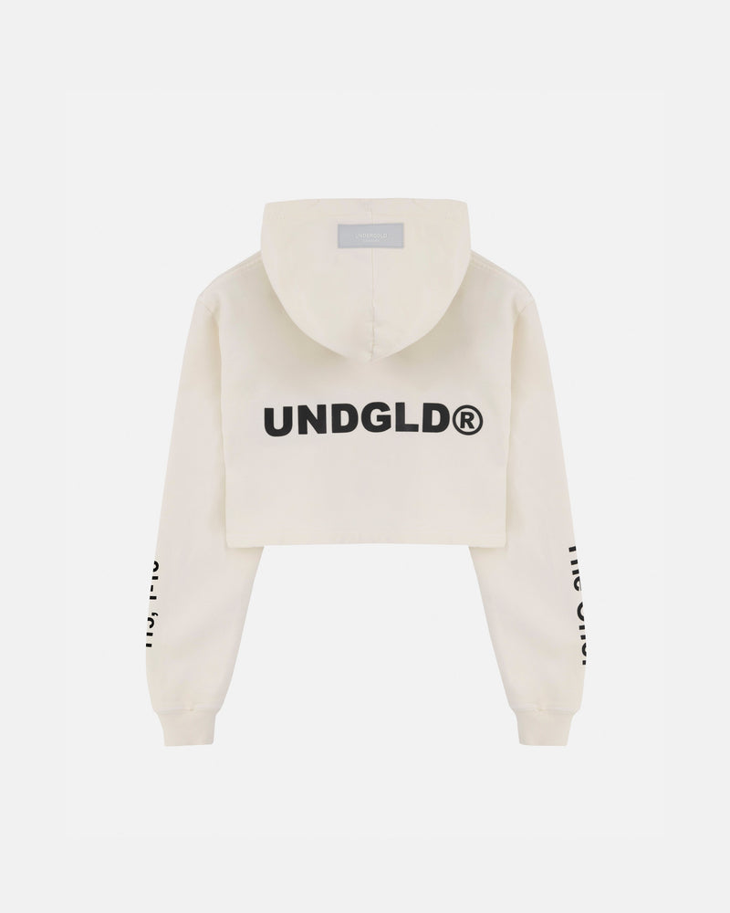 The One 111 Slim Fit Zip Up Cropped Hoodie White