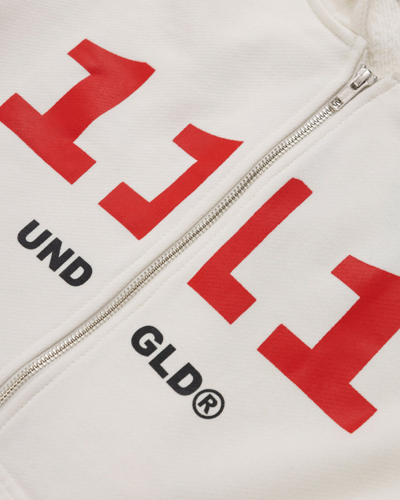 The One 111 Slim Fit Zip Up Cropped Hoodie White