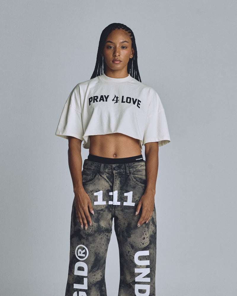 The One Pray 4 Love Crop Top Cream