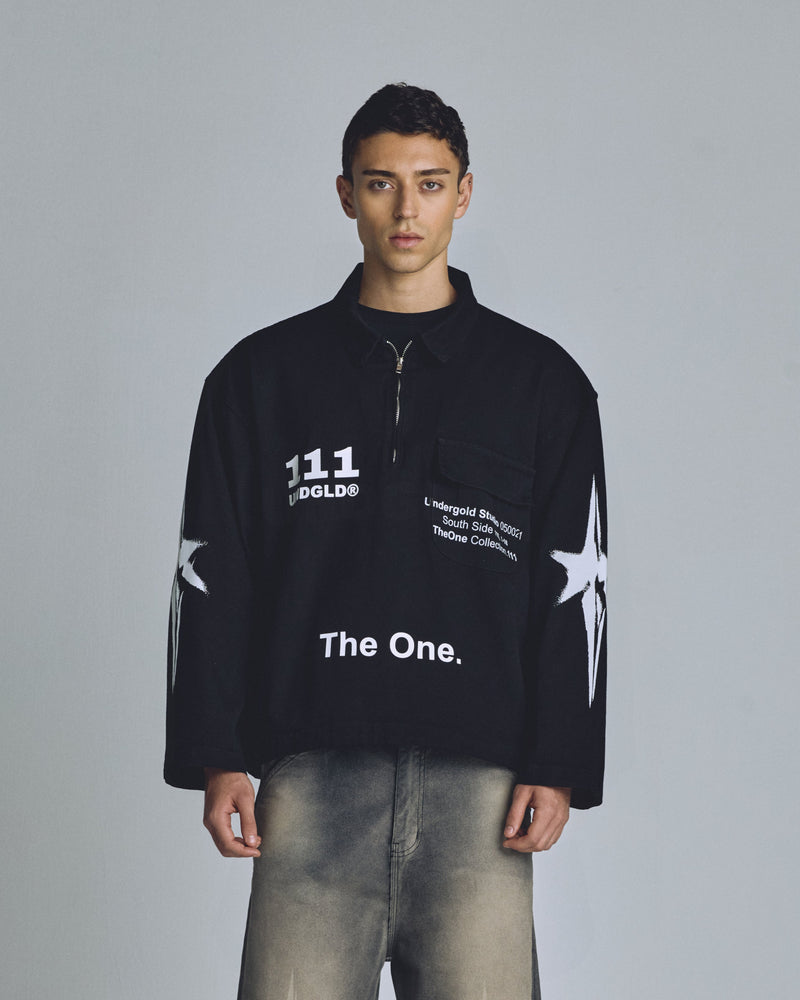 The One Star Half Zip Up Jacket Black