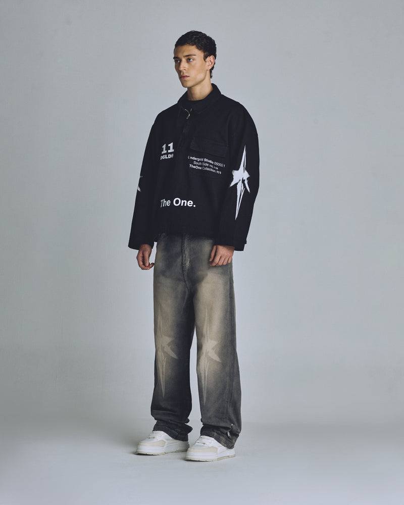 The One Star Half Zip Up Jacket Black