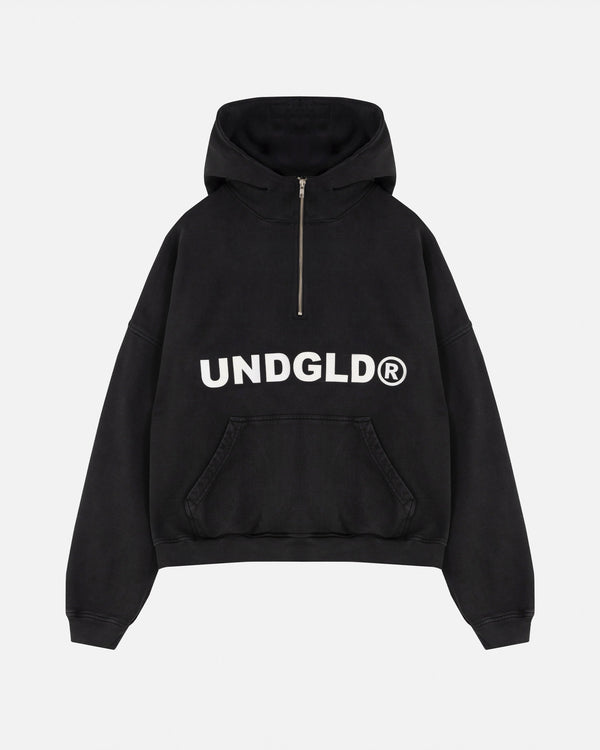 The One UNDGLD Half Zip Up Hoodie Vintage Black