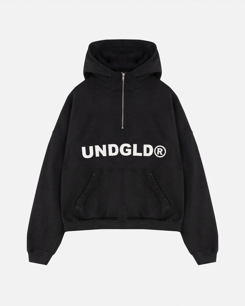 The One UNDGLD Half Zip Up Hoodie Vintage Black