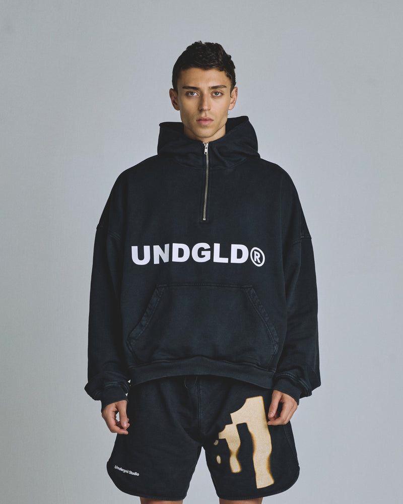 The One UNDGLD Half Zip Up Hoodie Vintage Black