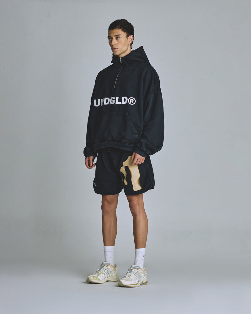 The One UNDGLD Half Zip Up Hoodie Vintage Black