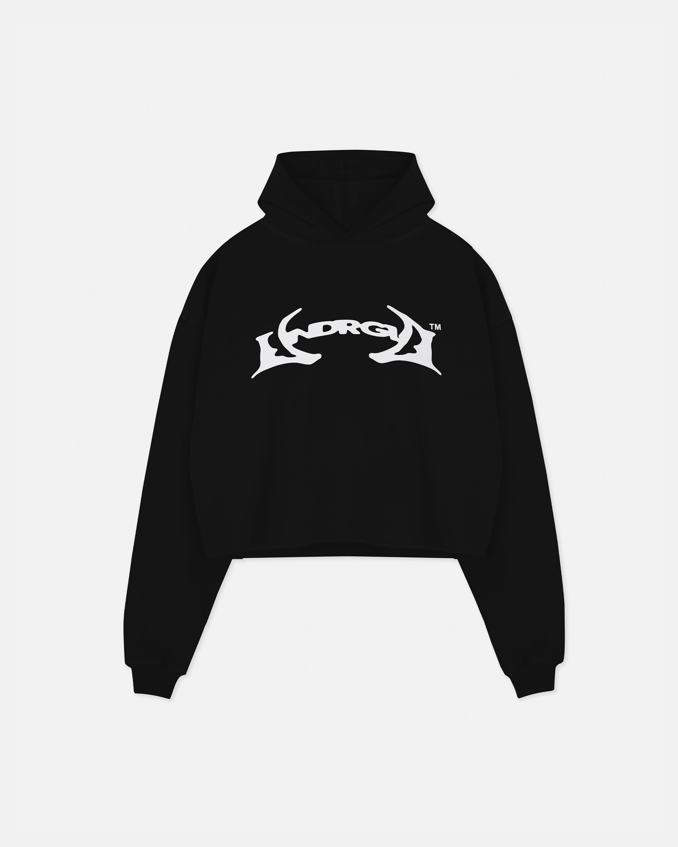 Thunder Rider Basic Cropped Hoodie Black
