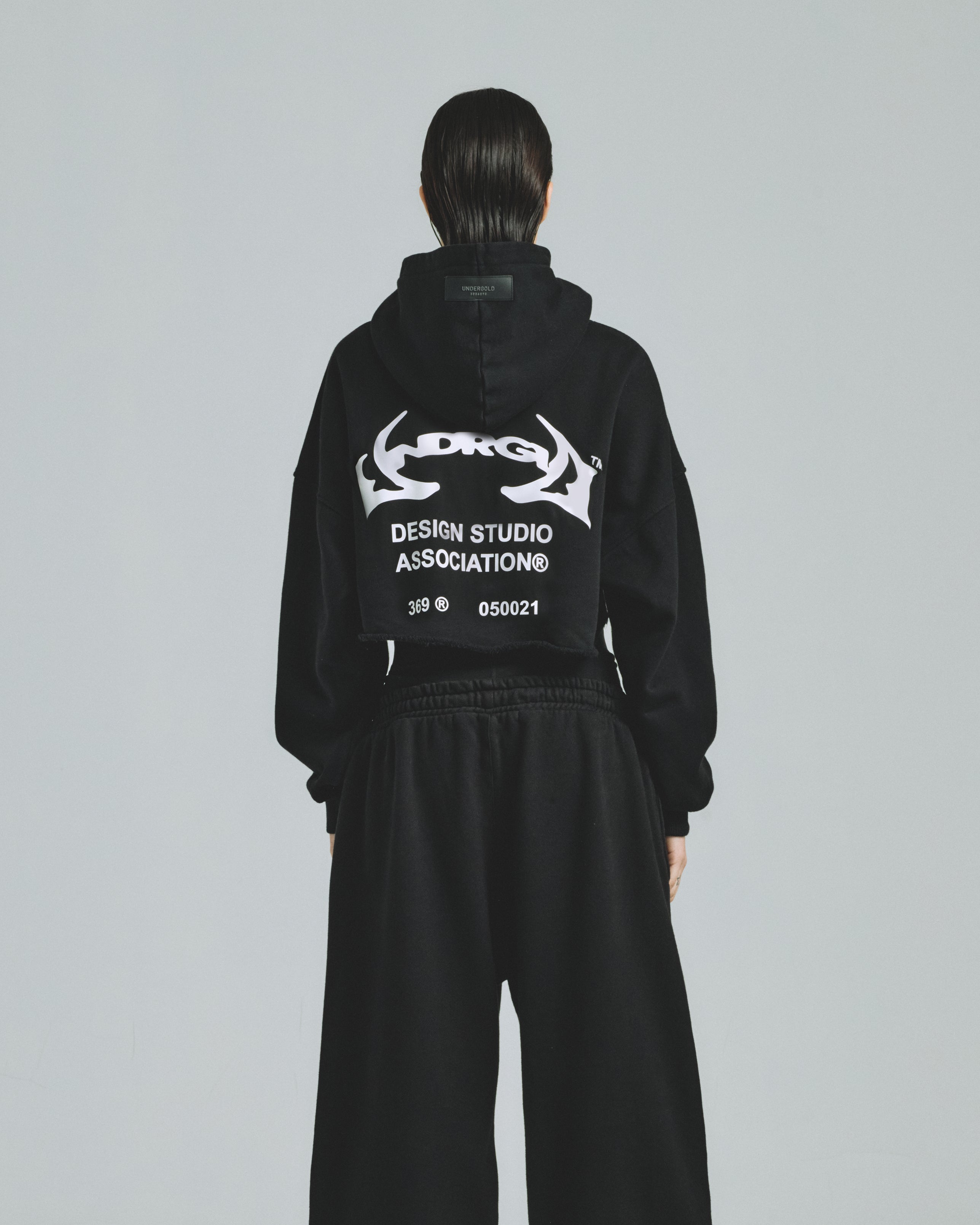 Thunder Rider Basic Cropped Hoodie Black