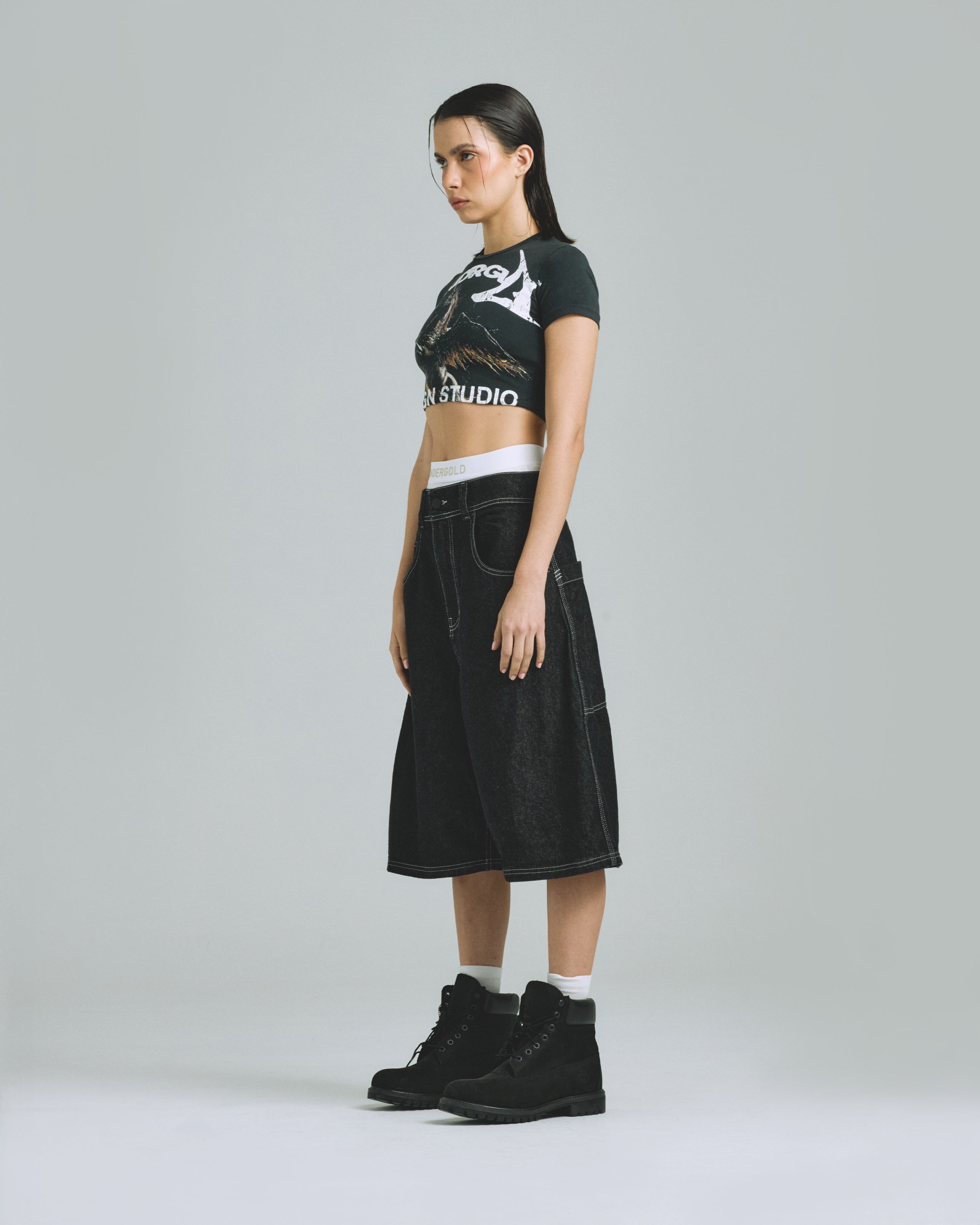 Thunder Rider Pegasus Baby Tee Vintage Black