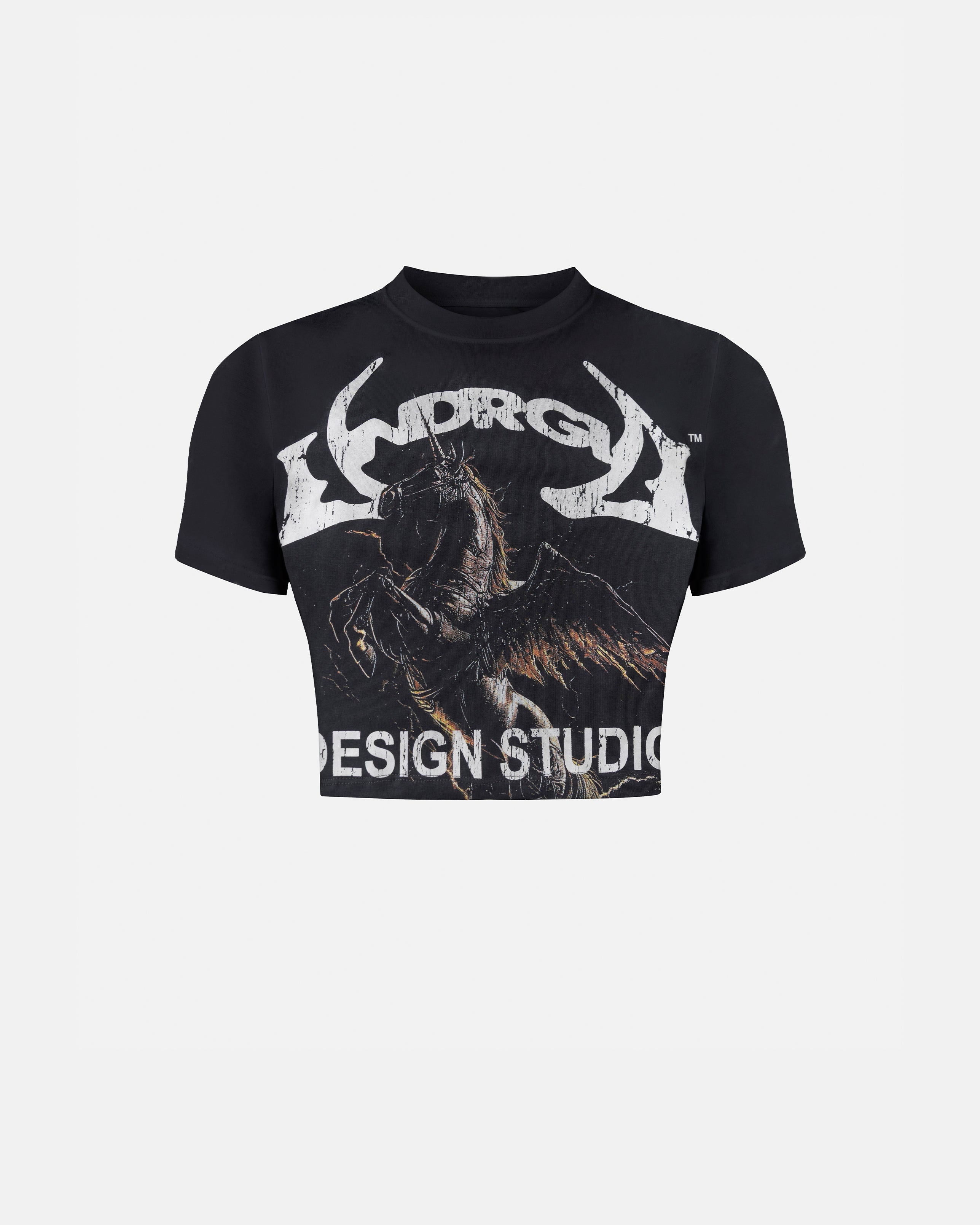 Thunder Rider Pegasus Baby Tee Vintage Black