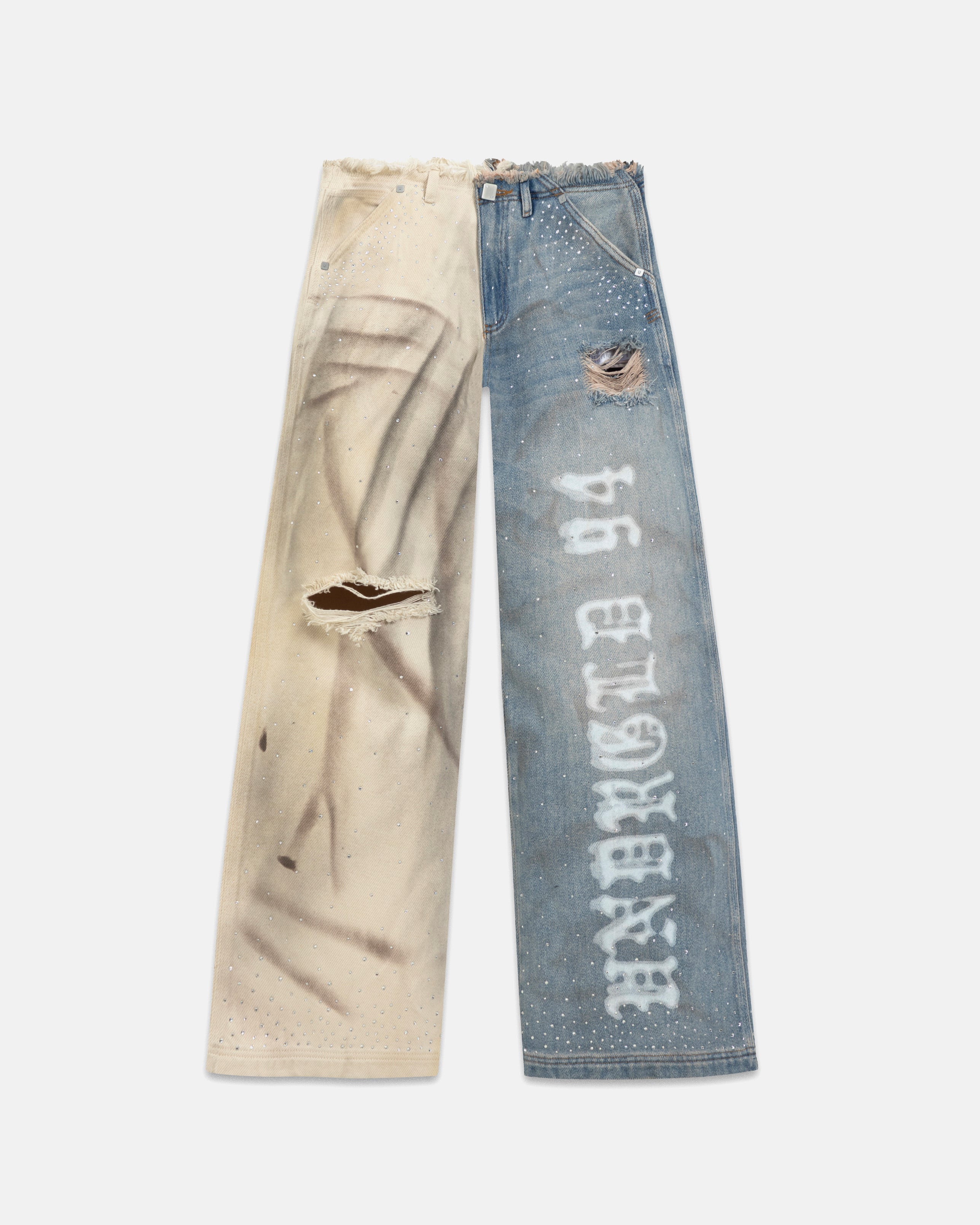 W 94' UNDRGLD Waistband Less Wide Jeans Dual Blue