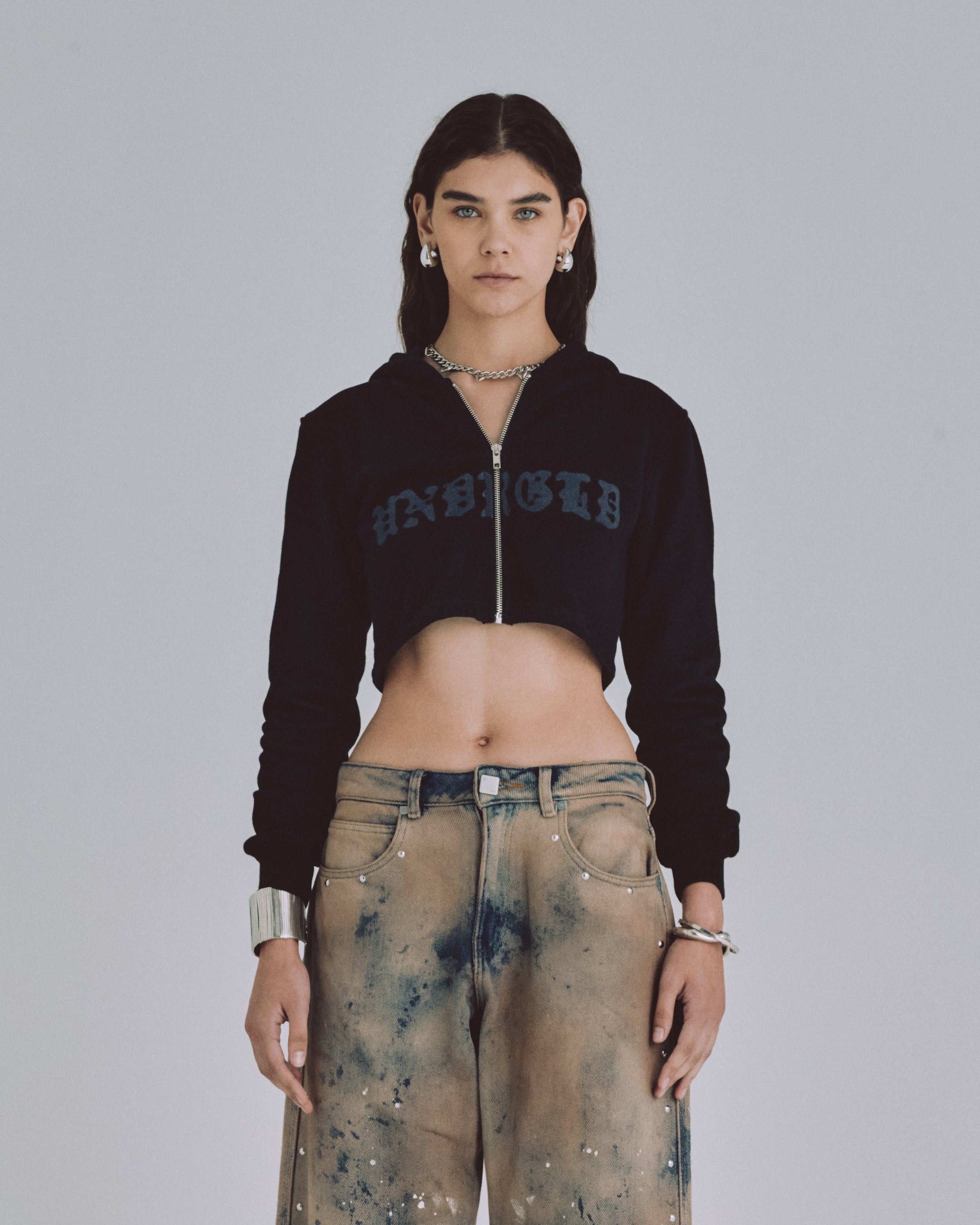 W 94' UNDRGLD Zip Up Slim Fit Hoodie Black