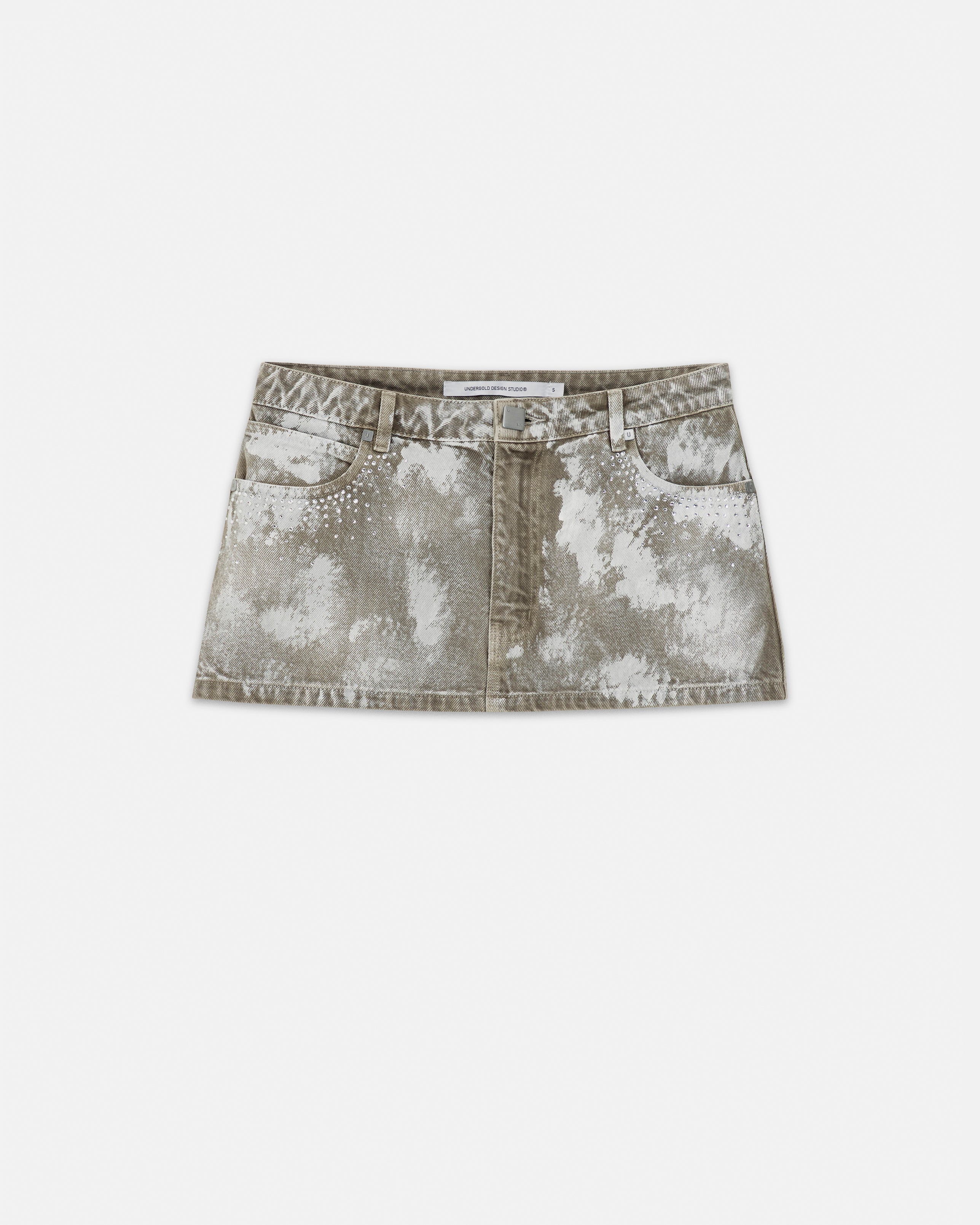 W 94' Worn Logo Mini Skirt Smoke Gray