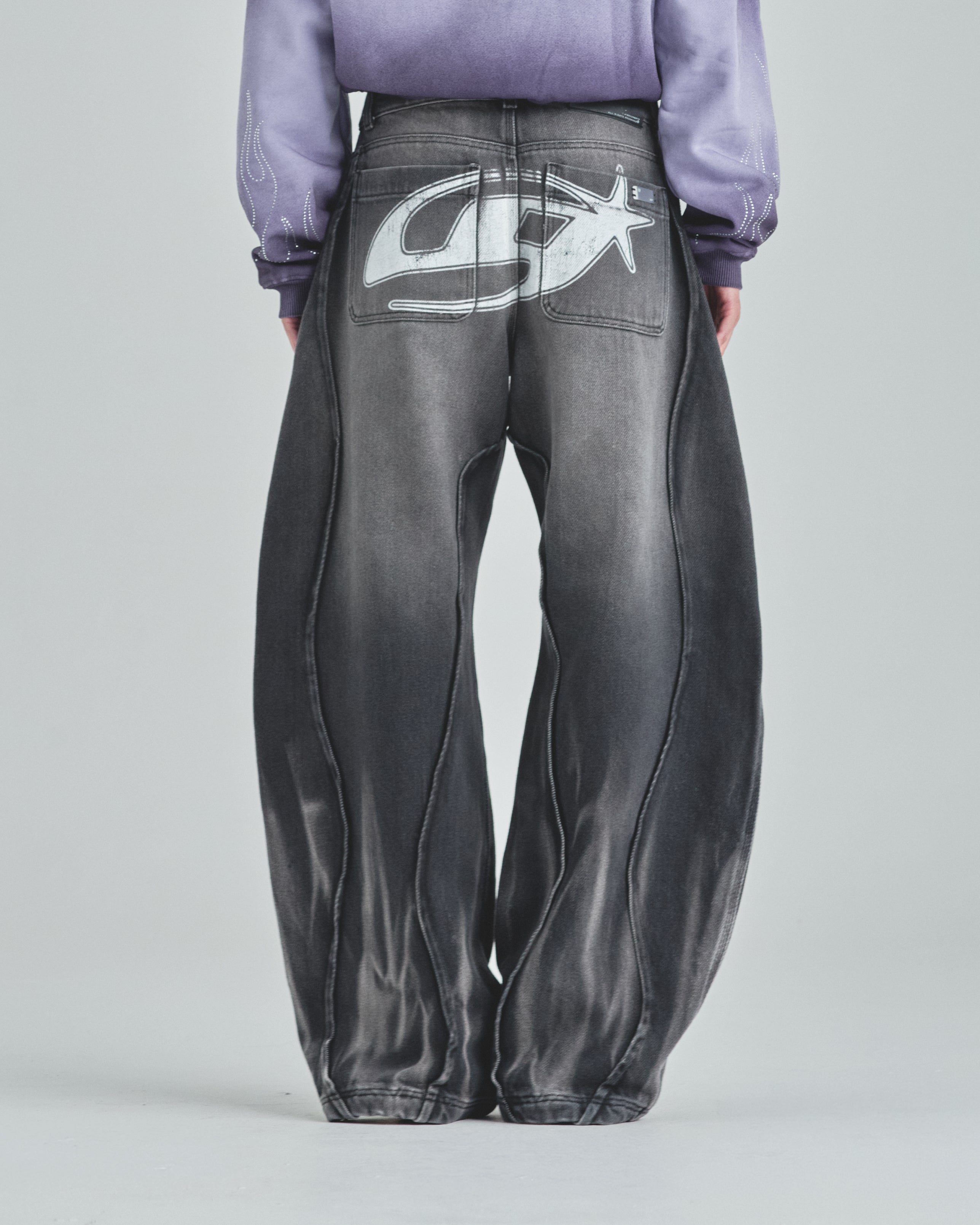 W Act 1 UG Star Barrel Vein Jean Washed Black