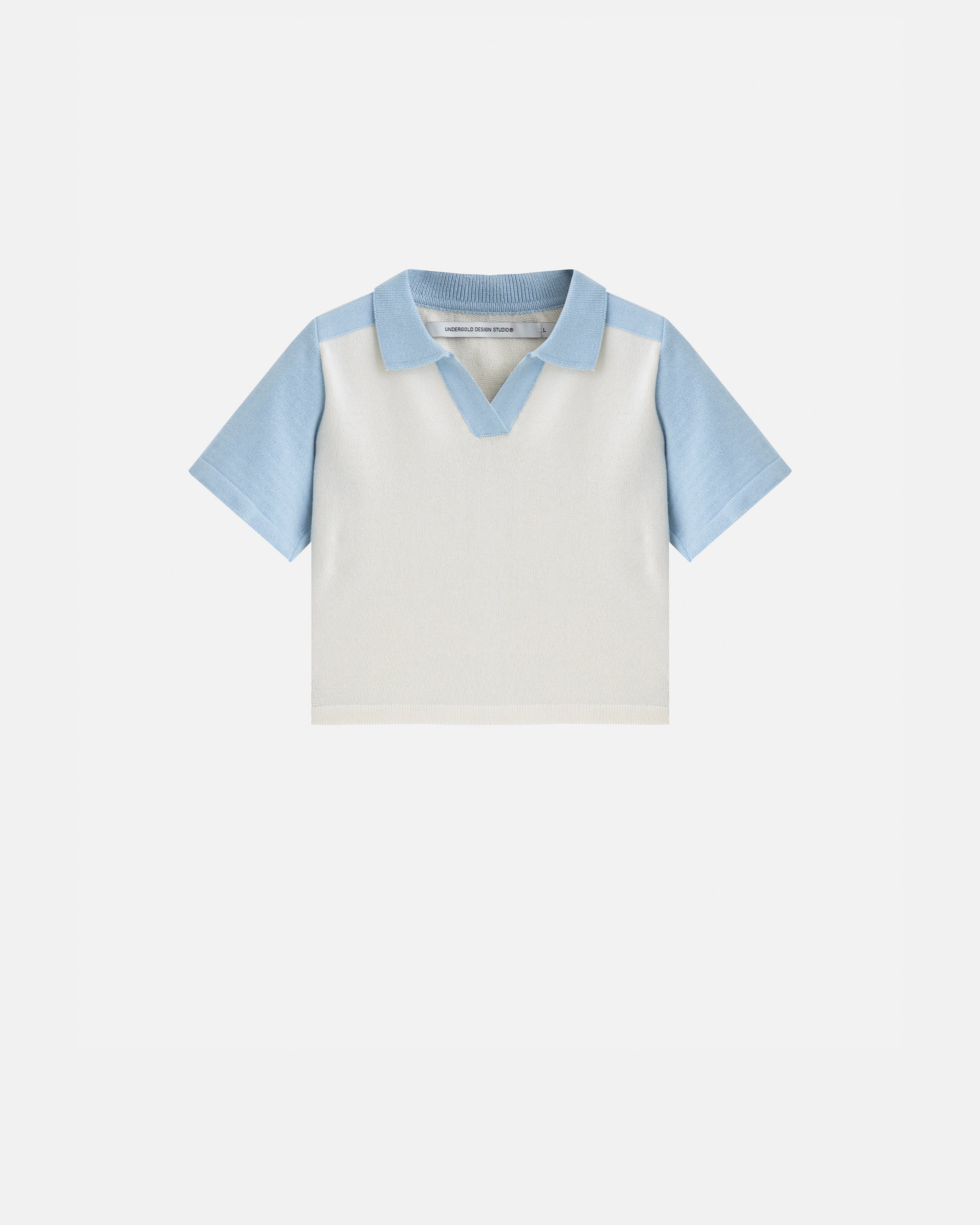 W Basic Knitted Polo Shirt White/Blue
