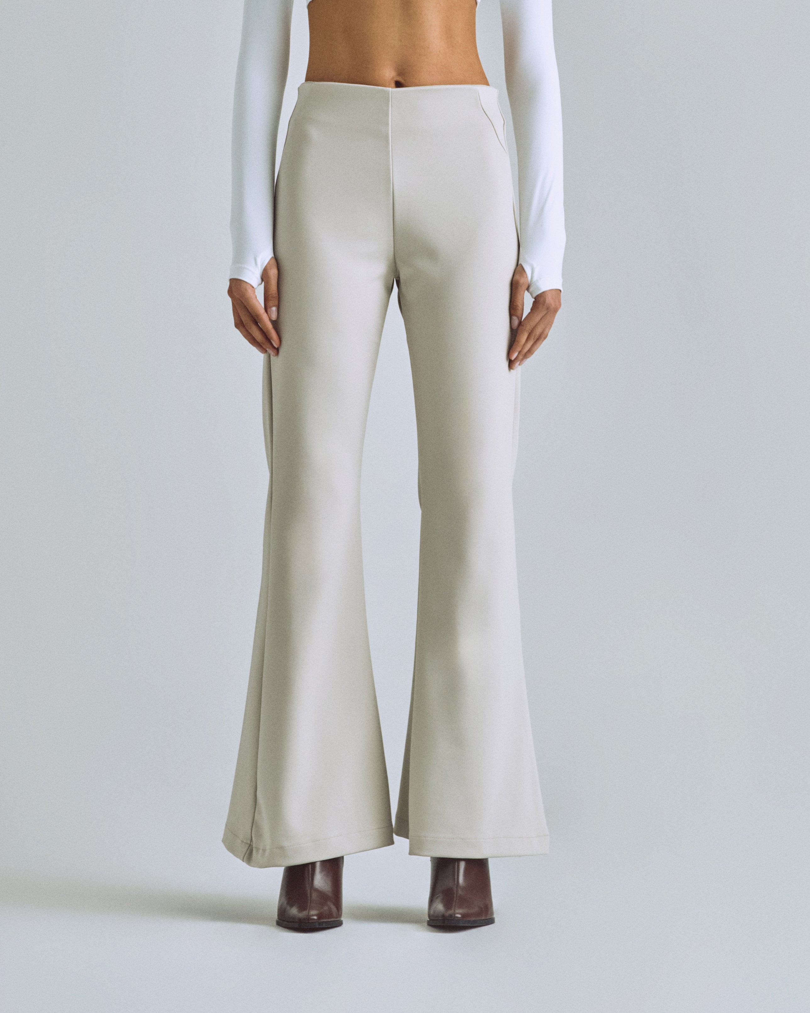 W Basics Flare Trouser Cream