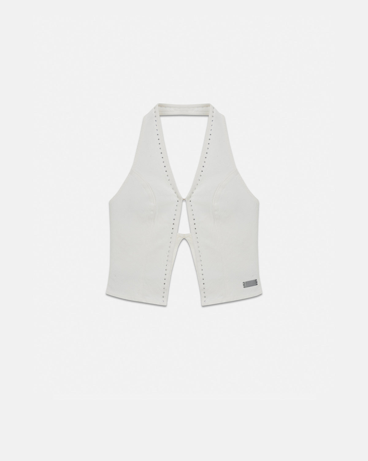W Basics Rhinestone Top Vest White