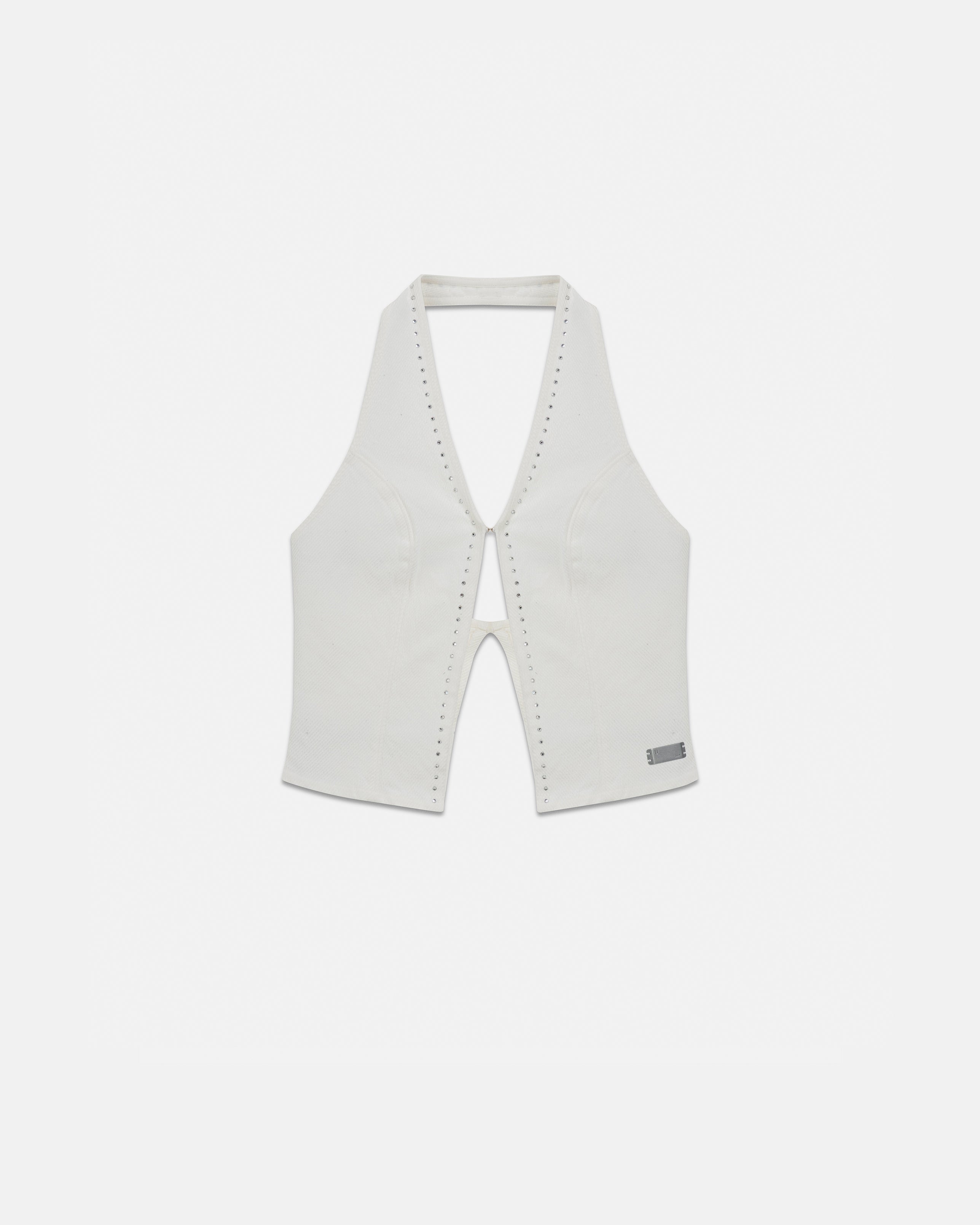 W Basics Rhinestone Top Vest White