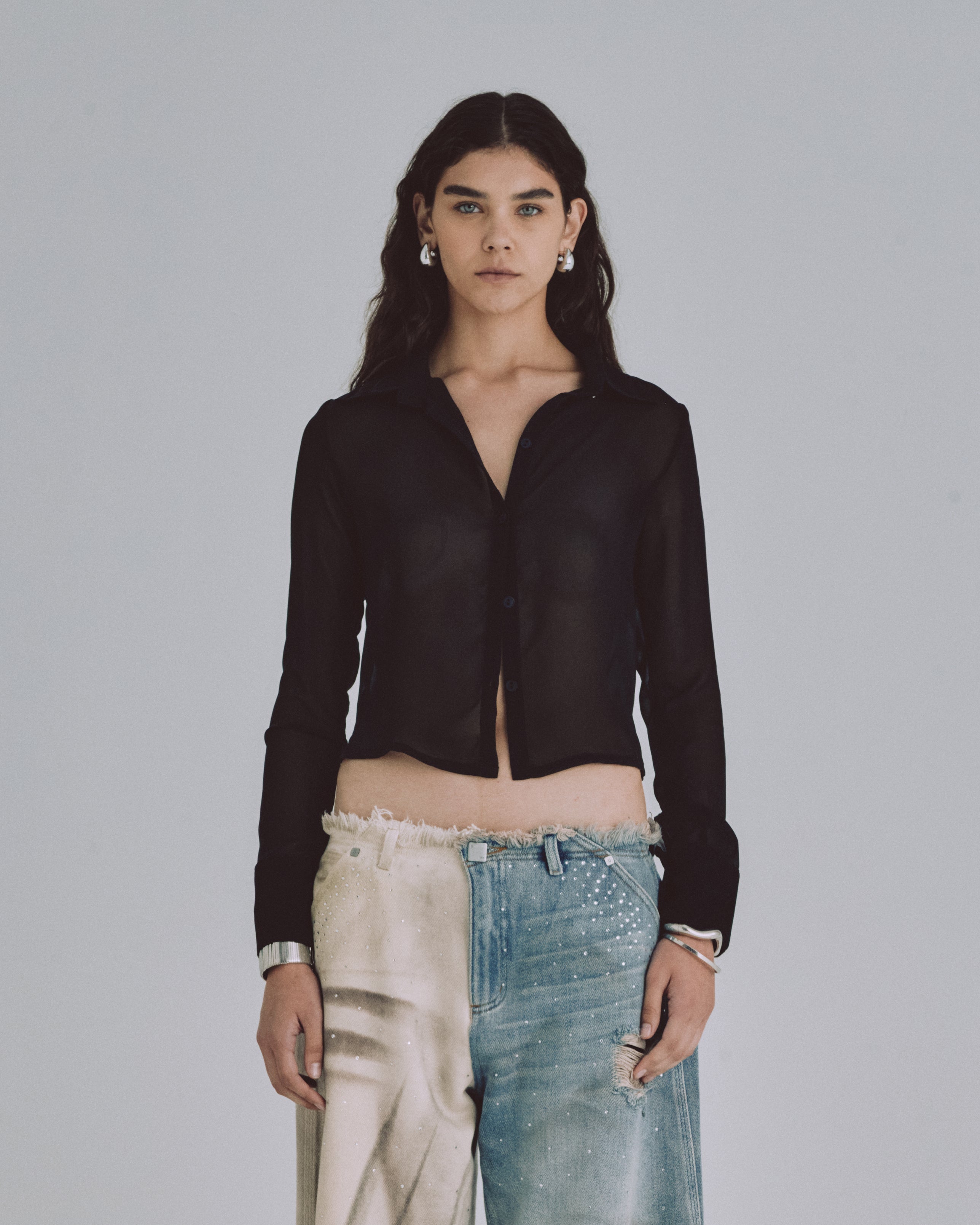 W Basics Transparent Shirt Black