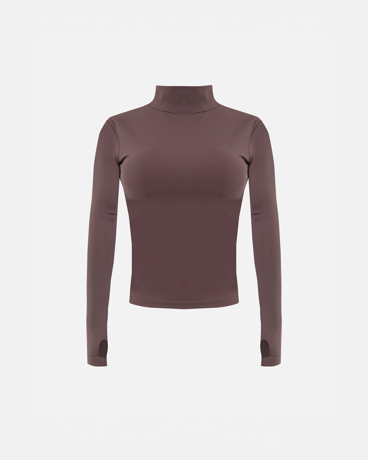 W Basics Ultra Slim Fit Tall Neck Long Sleeve Brown