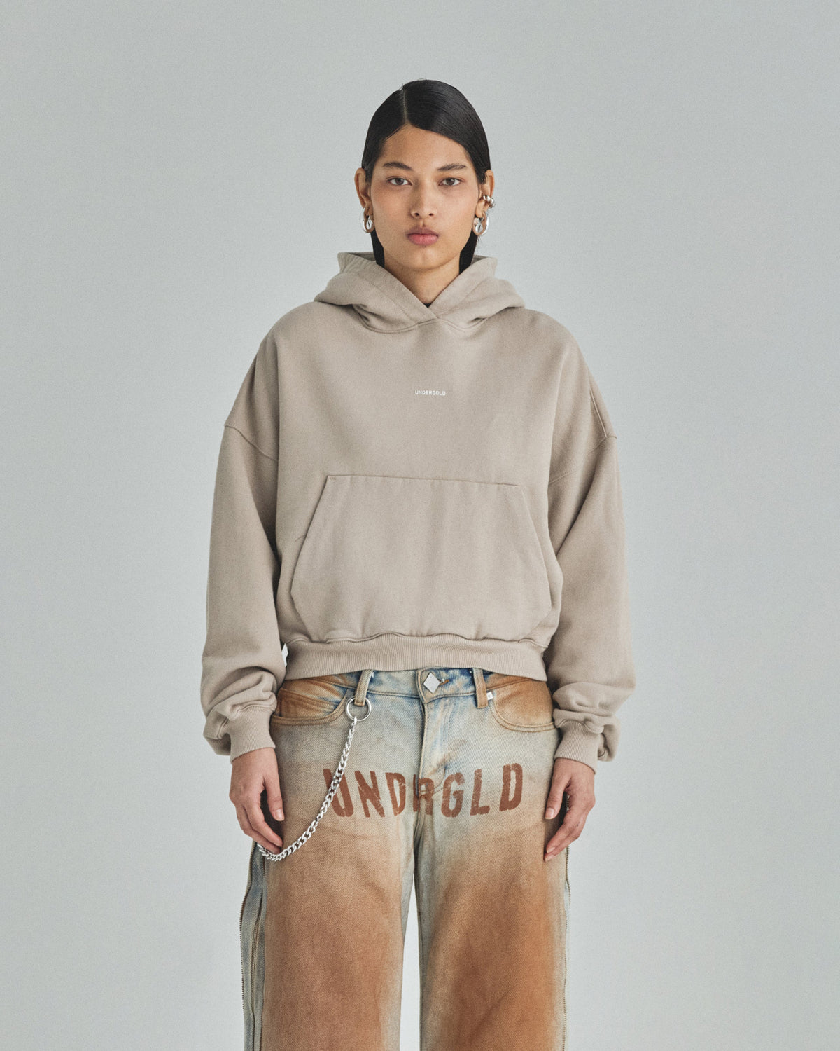 W Basics Undergold Boxy Fit Hoodie Cream