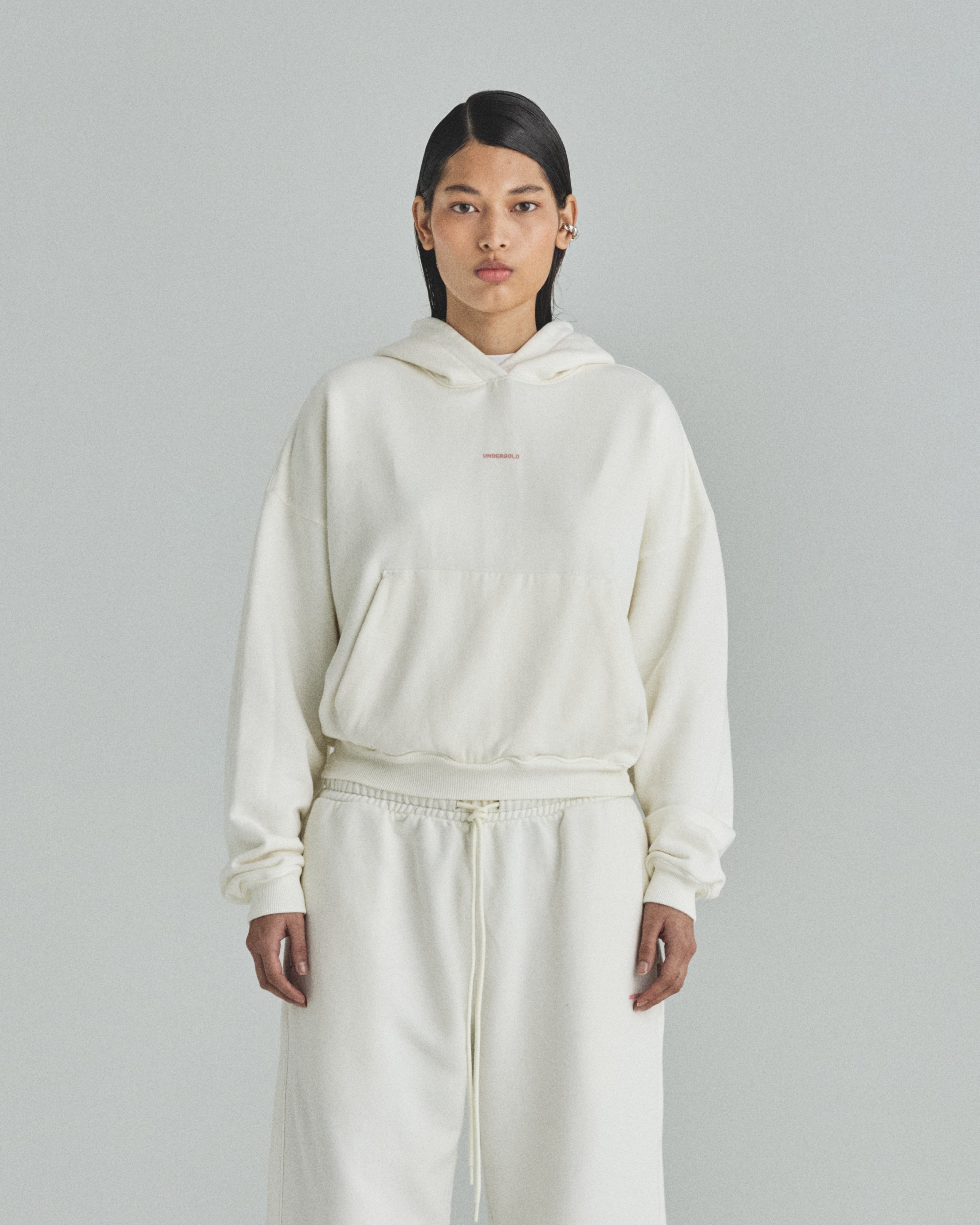 W Basics Undergold Boxy Fit Hoodie White