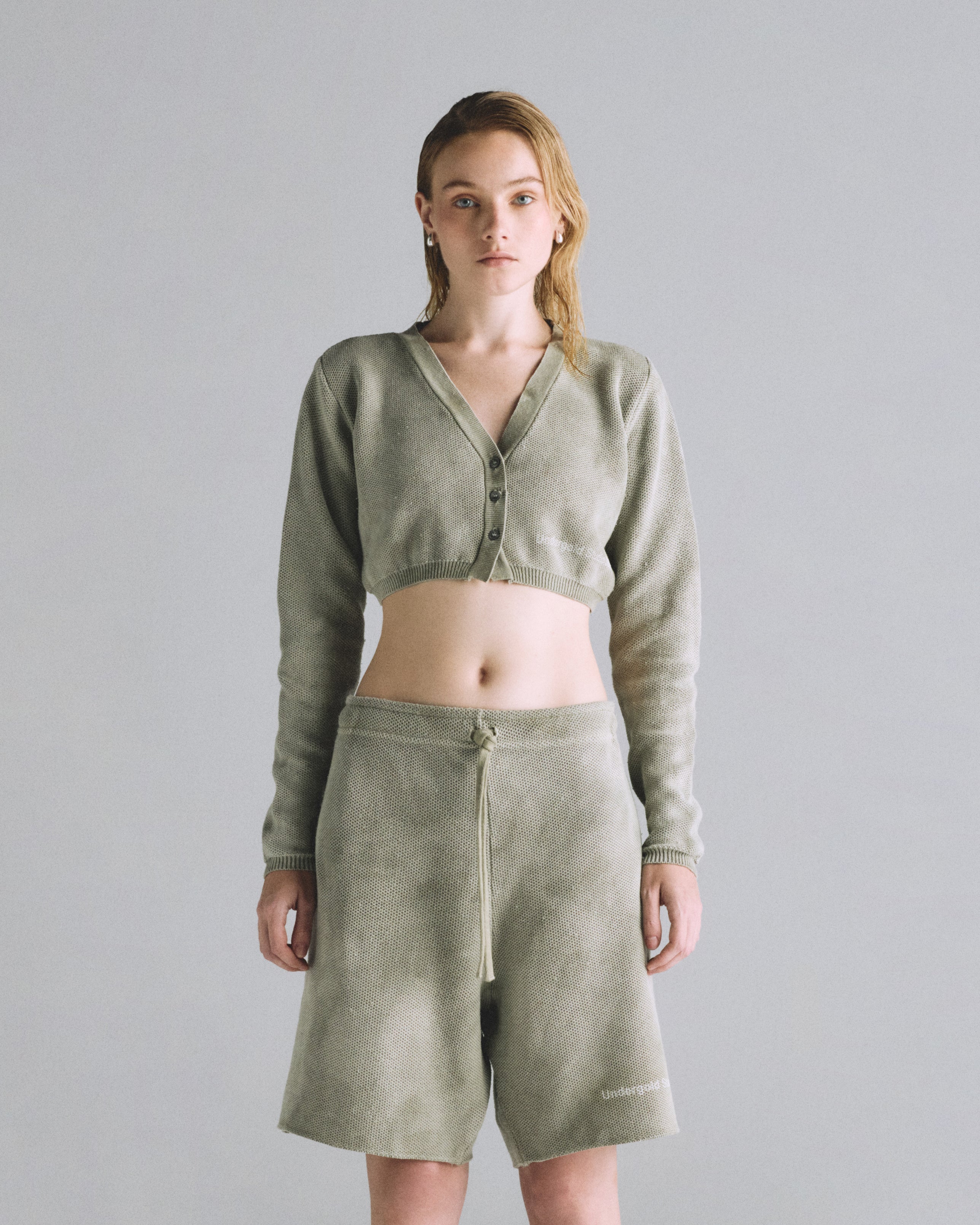 W Basics Undergold Studio Knitted Cardigan Aged Green